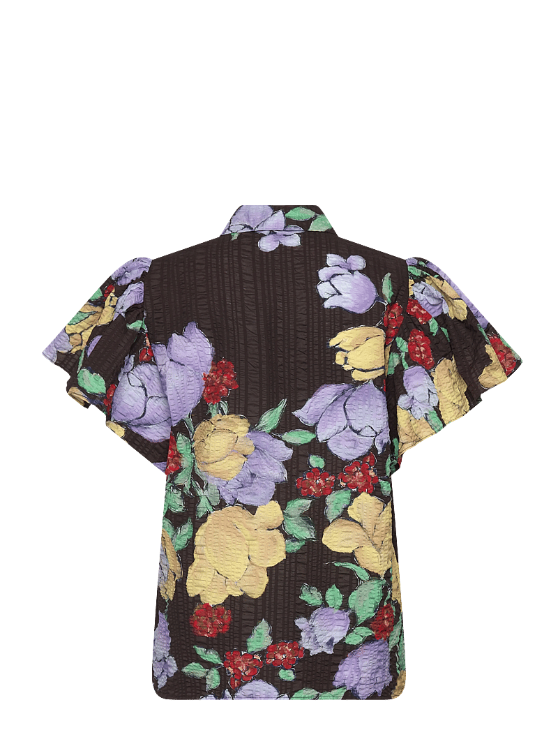 Stella Nova - Flowered Cotton Top - kortærmede skjorter - dark flowers - 1