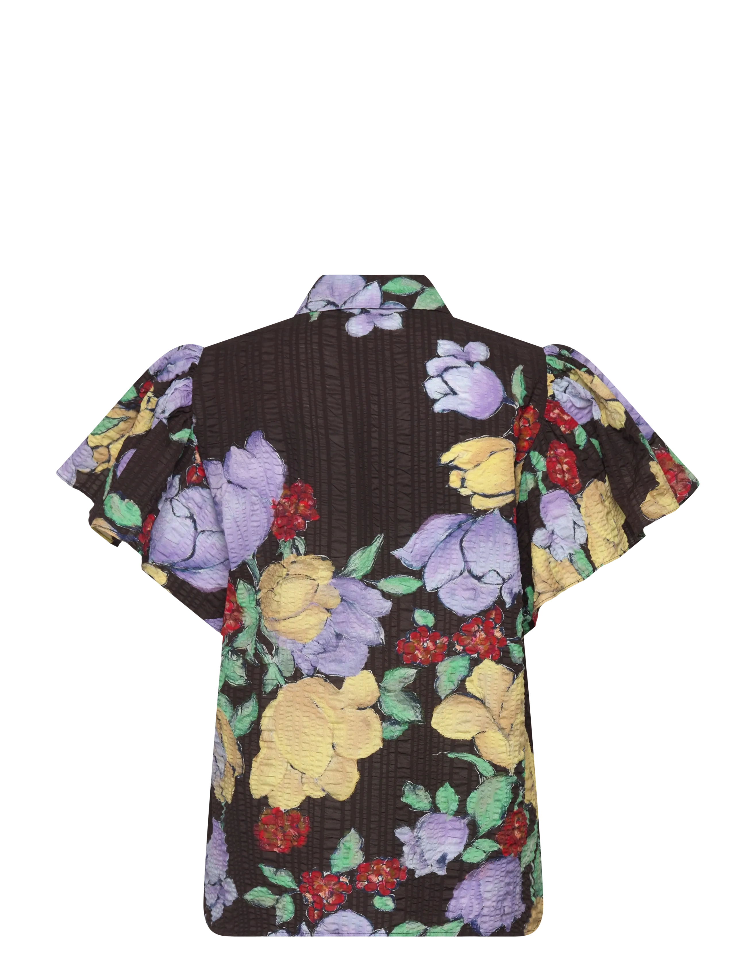 Stella Nova - Flowered Cotton Top - kortærmede bluser - dark flowers - 1