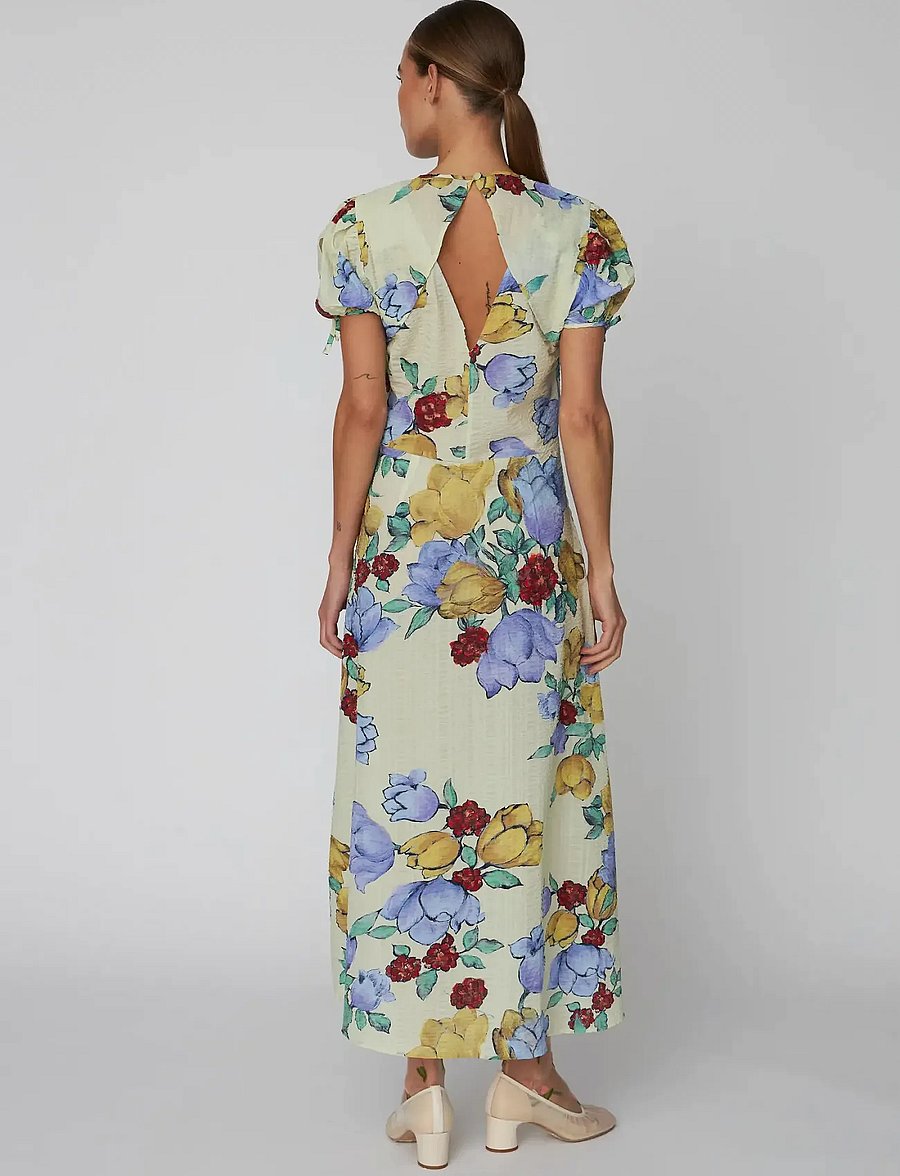 Stella Nova - Flowered Cotton Midi Dress - wild flowers - 5