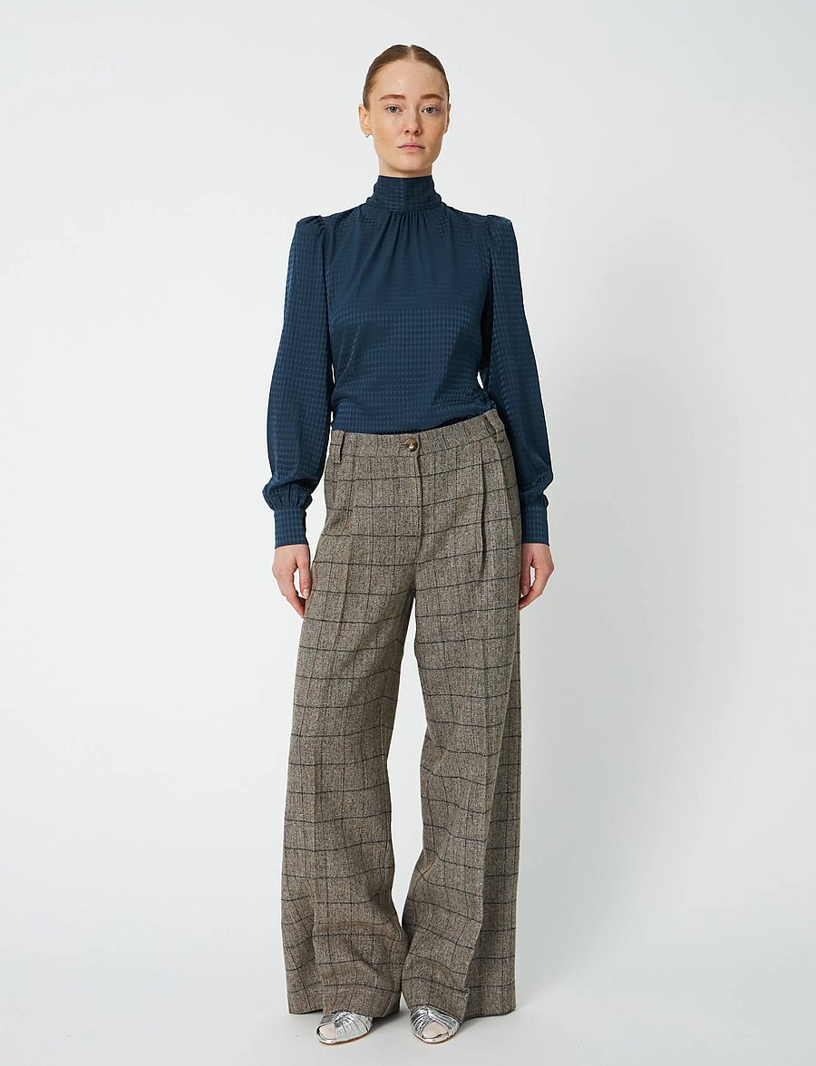 Stella Nova - Oversized Low-Waist Suiting Pants - wide leg trousers - warm grey mÉlange - 0