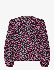 Stella Nova - Heda - long-sleeved blouses - black w. pink kiss - 0