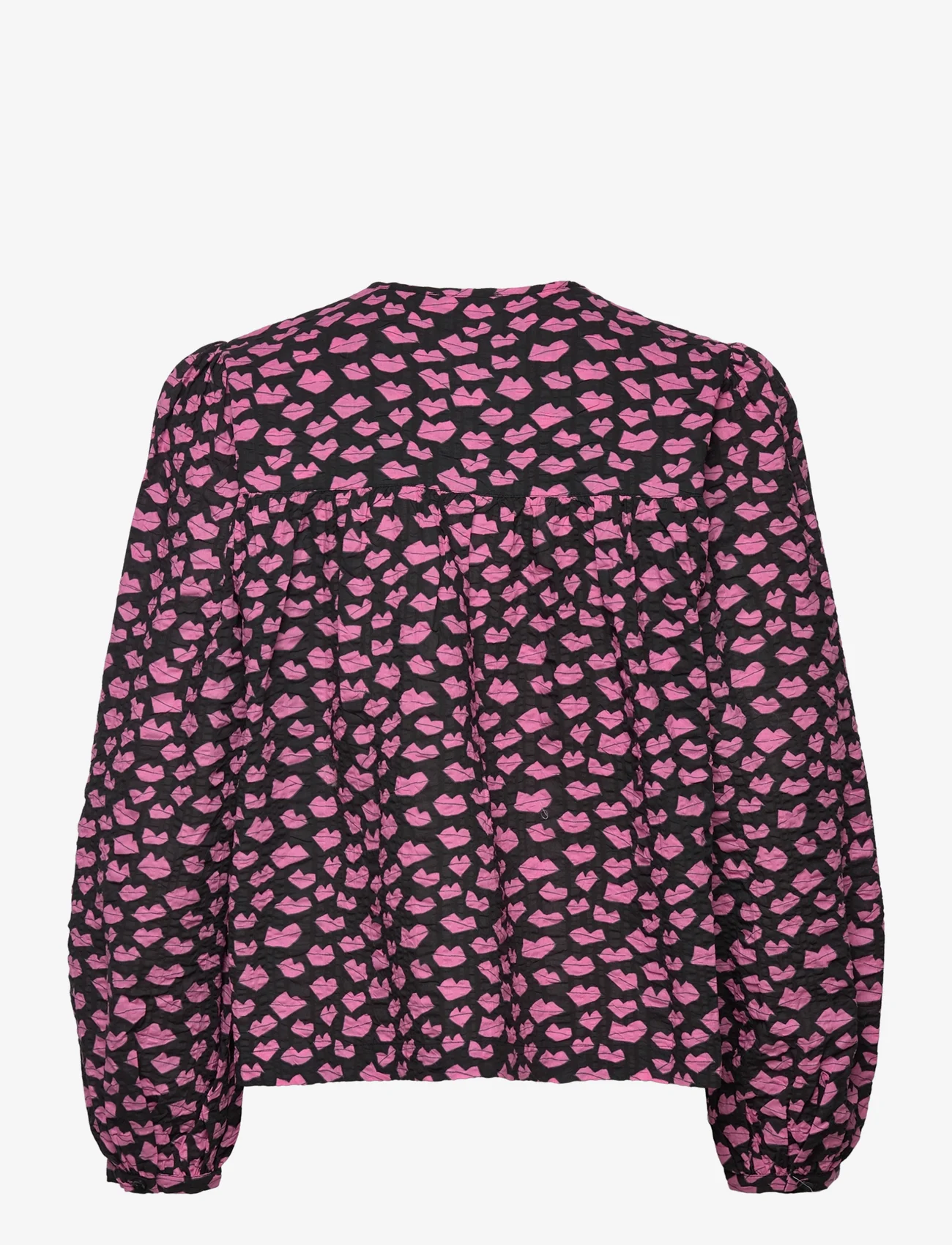 Stella Nova - Heda - long-sleeved blouses - black w. pink kiss - 1