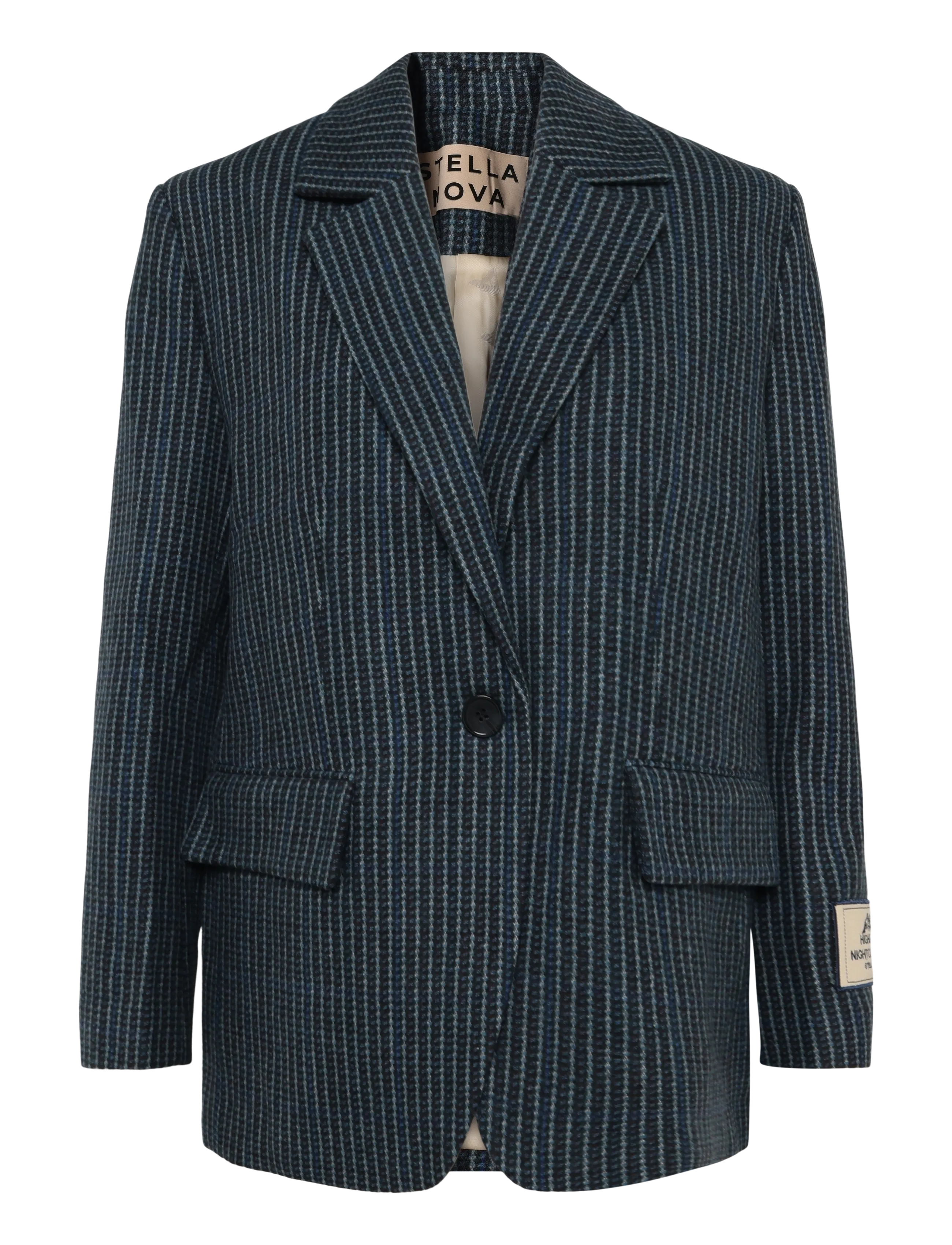 Stella Nova Checked Oversized Wool Blazer - Kavajer - BLUE CHECKS / blue