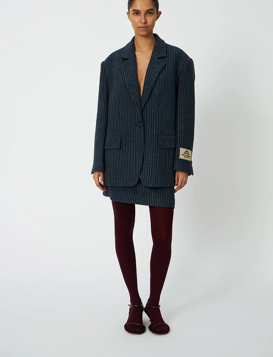 Stella Nova - Checked Oversized Wool Blazer - oversize blazer - blue checks - 0