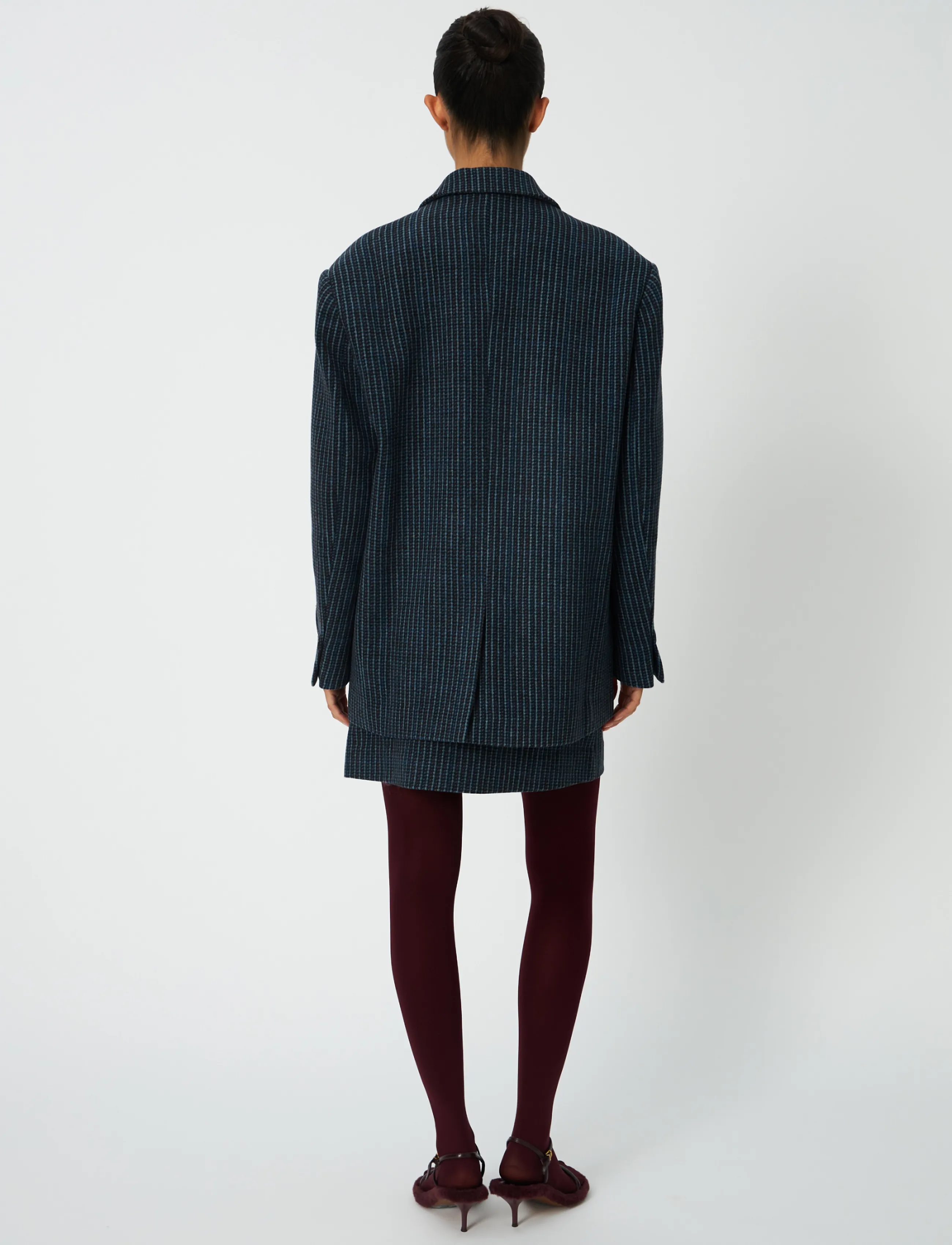 Stella Nova - Checked Oversized Wool Blazer - blue checks - 3