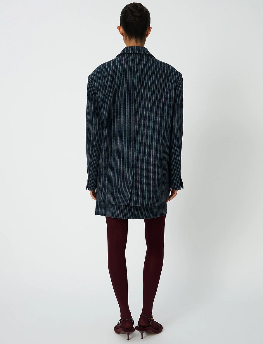 Stella Nova - Checked Oversized Wool Blazer - oversize blazer - blue checks - 3