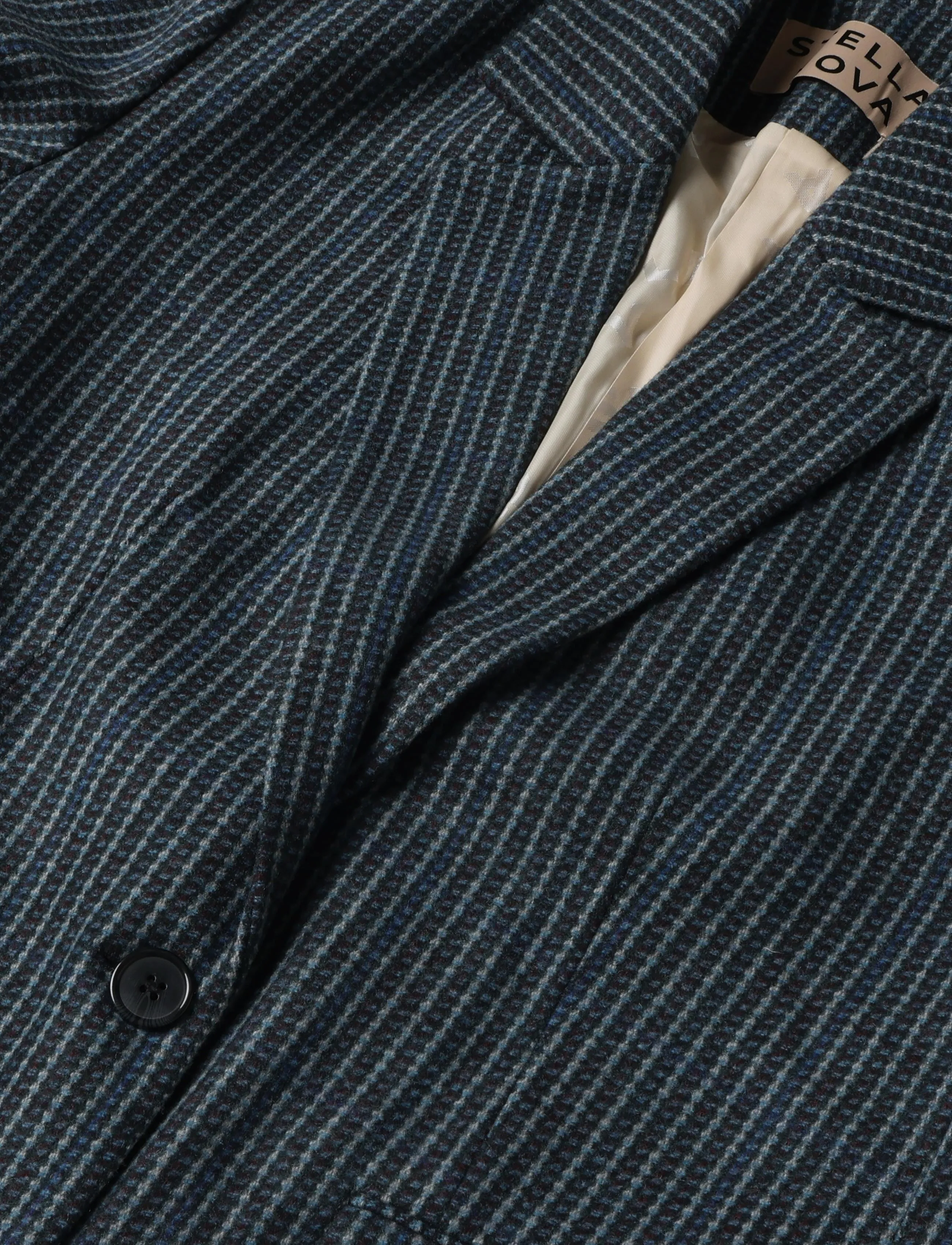 Stella Nova - Checked Oversized Wool Blazer - blue checks - 4
