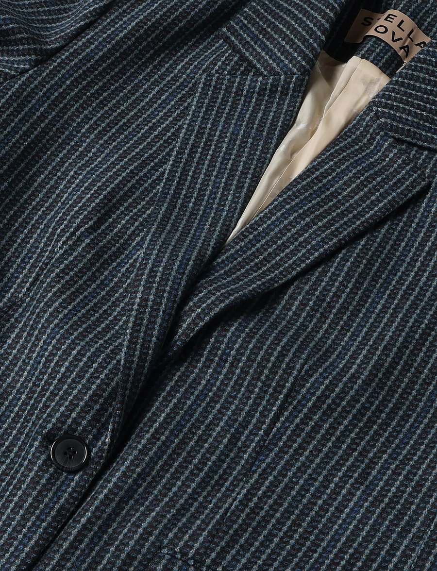 Stella Nova - Checked Oversized Wool Blazer - oversize blazer - blue checks - 4