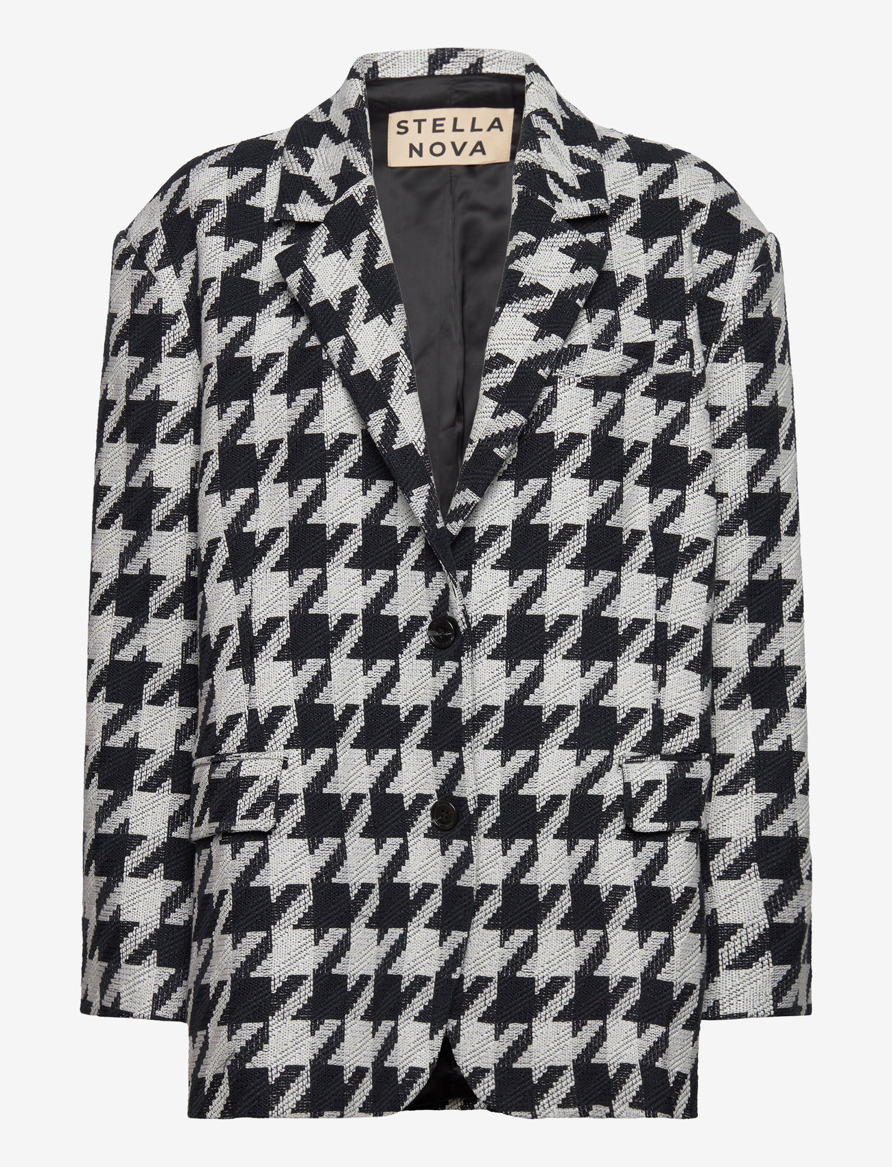 Stella Nova - Houndtooth oversized blazer - enkelknäppta kavajer - navy /creme - 0