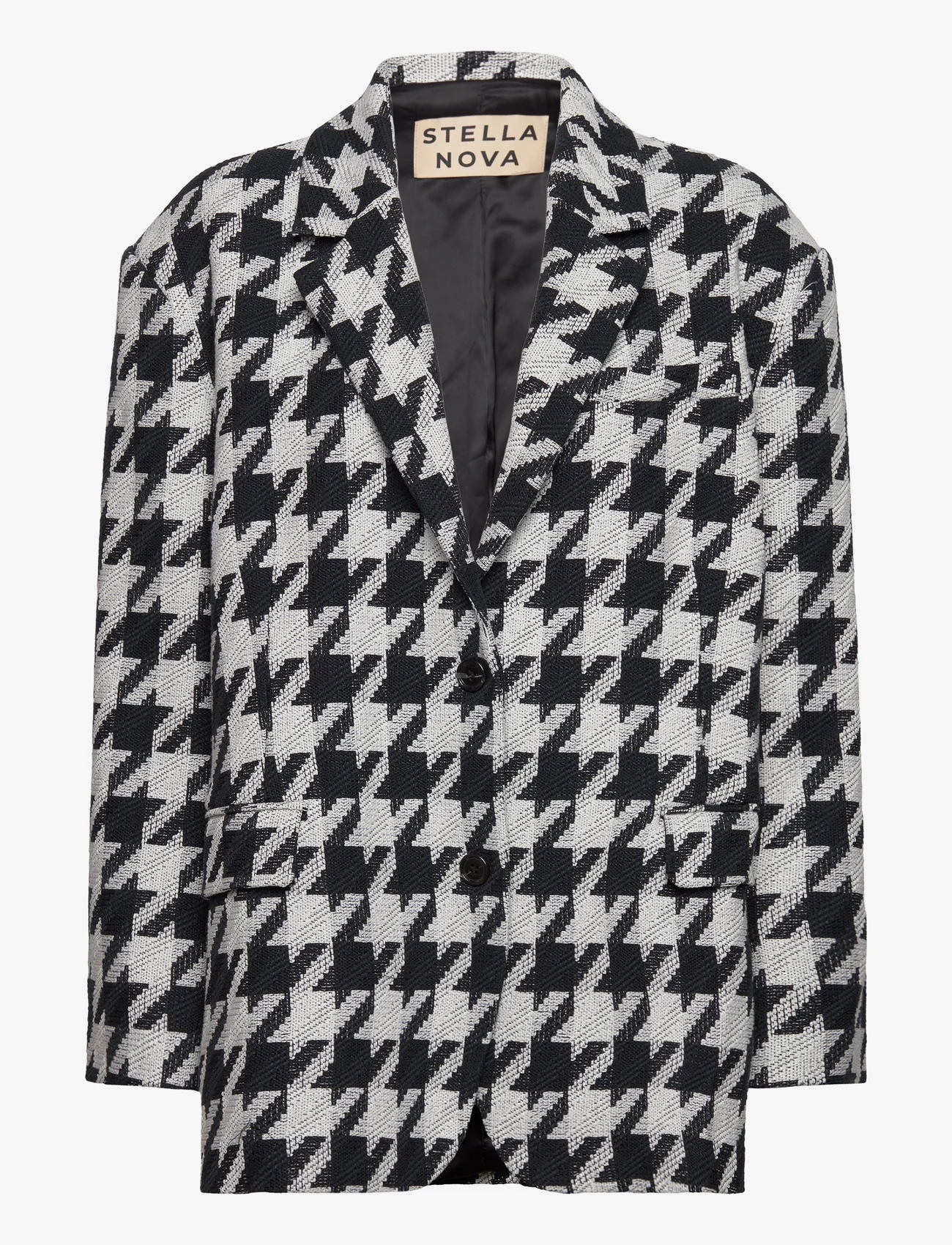 Stella Nova - Houndtooth oversized blazer - festtøj til outletpriser - navy /creme - 0