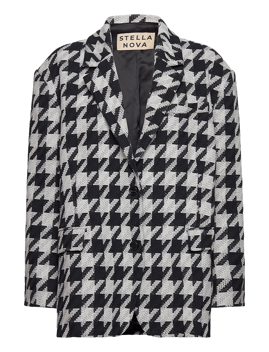 Stella Nova - Houndtooth oversized blazer - einreihige blazer - navy /creme - 1