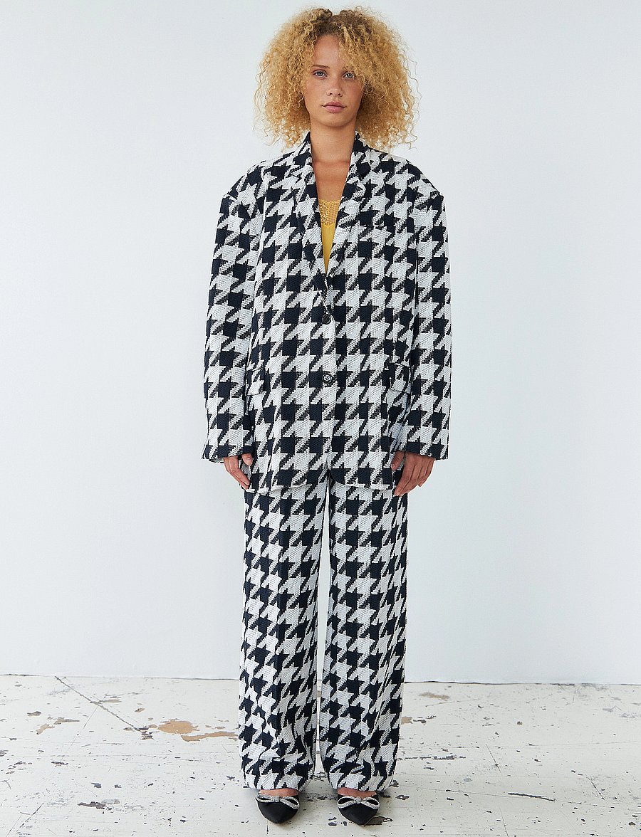 Stella Nova - Houndtooth oversized blazer - einreihige blazer - navy /creme - 0