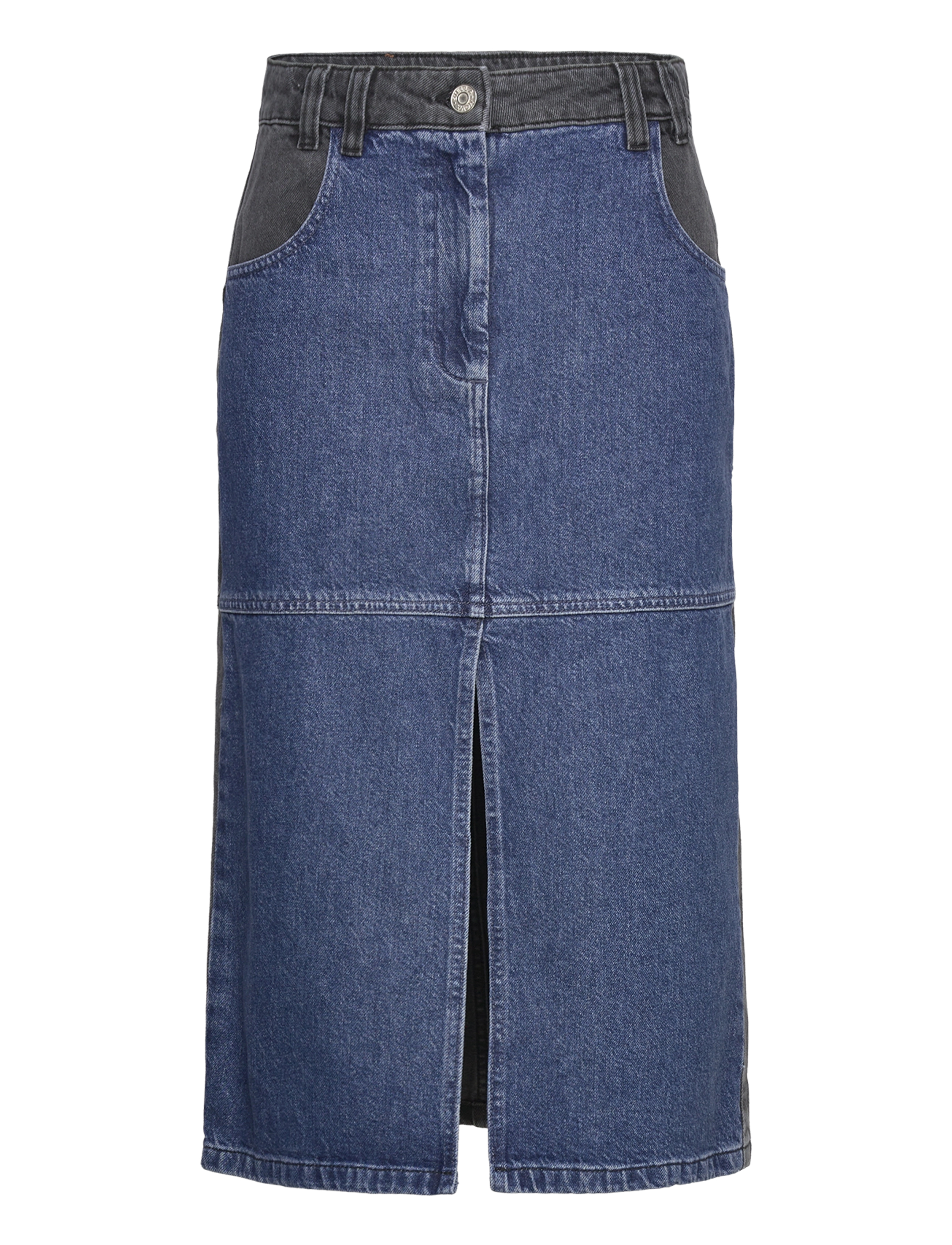 STELLA NOVA Schwarz Und Blau Denim Midi Rock Blau - 34 - Damen