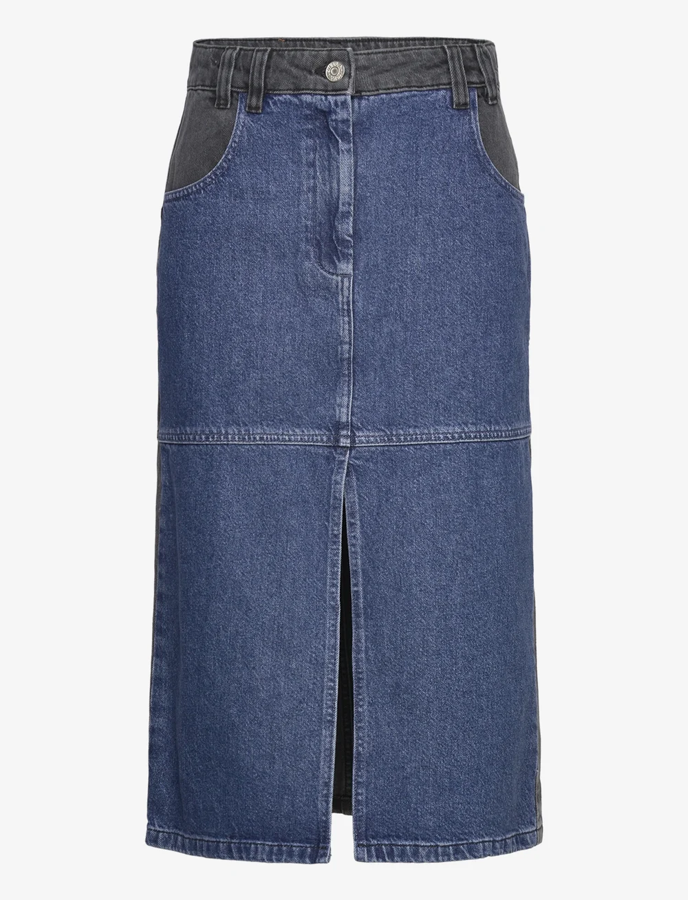 Stella Nova - Black and blue denim midi skirt - jeansröcke - blue night - 1