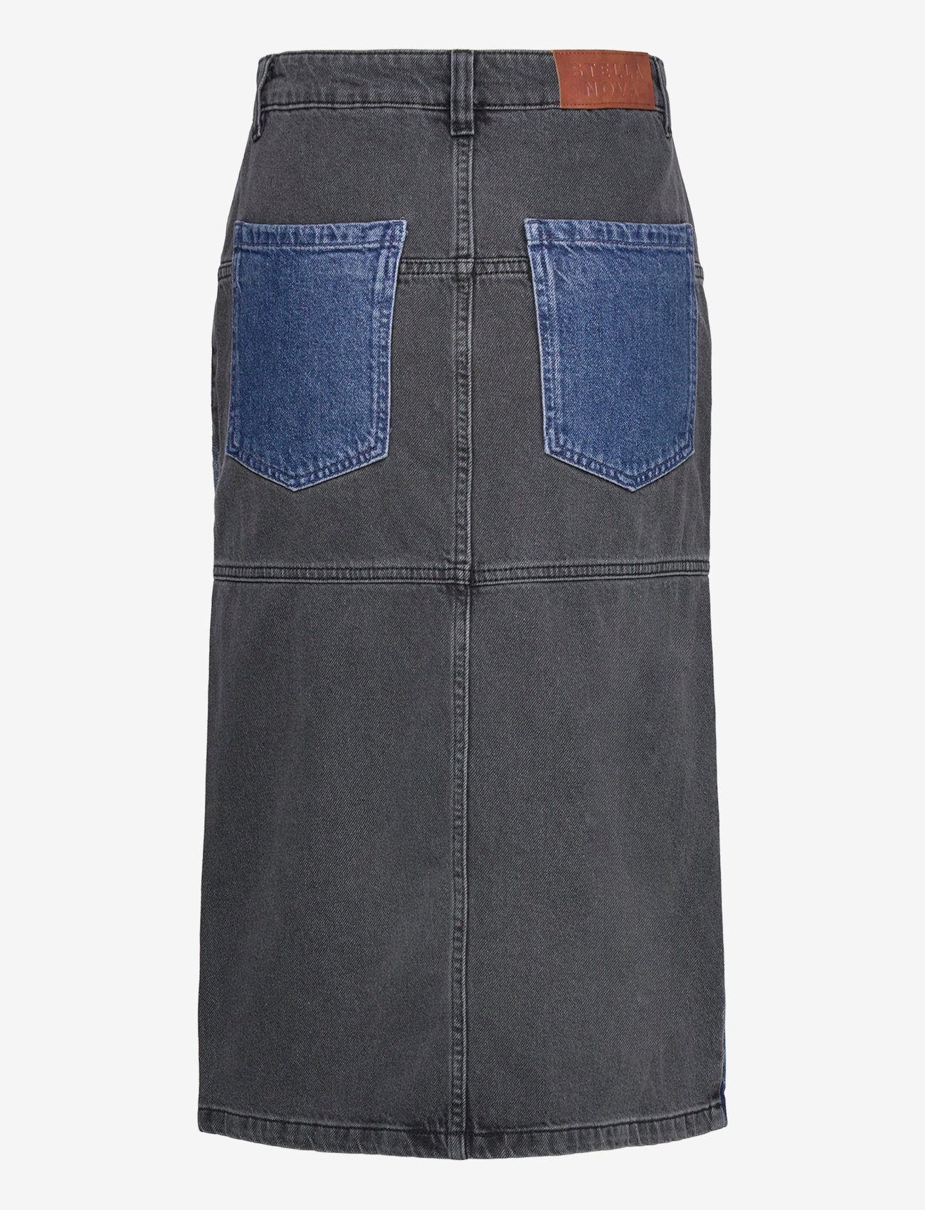 Stella Nova - Black and blue denim midi skirt - jeanskjolar - blue night - 2