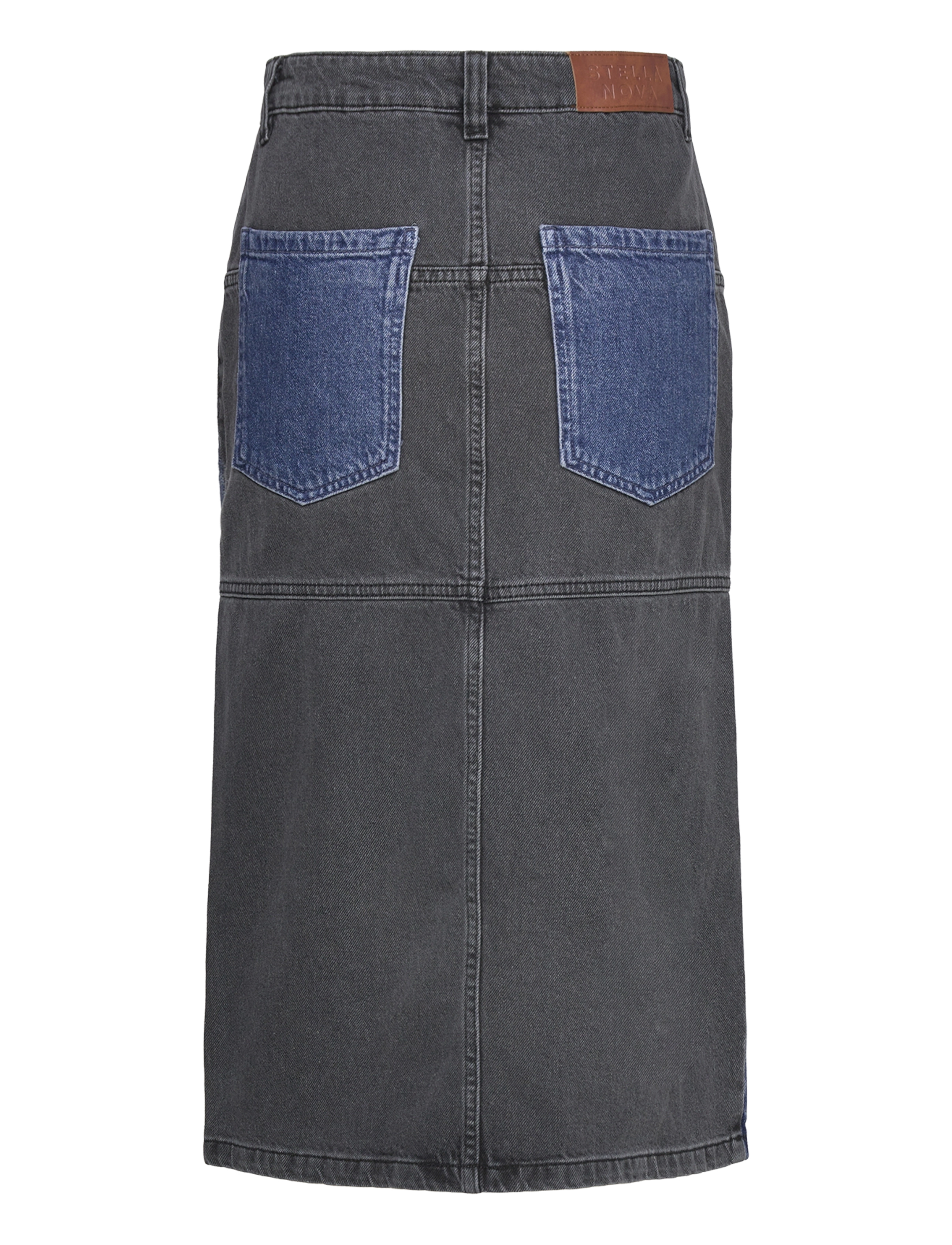 Stella Nova - Black and blue denim midi skirt - jeansröcke - blue night - 2