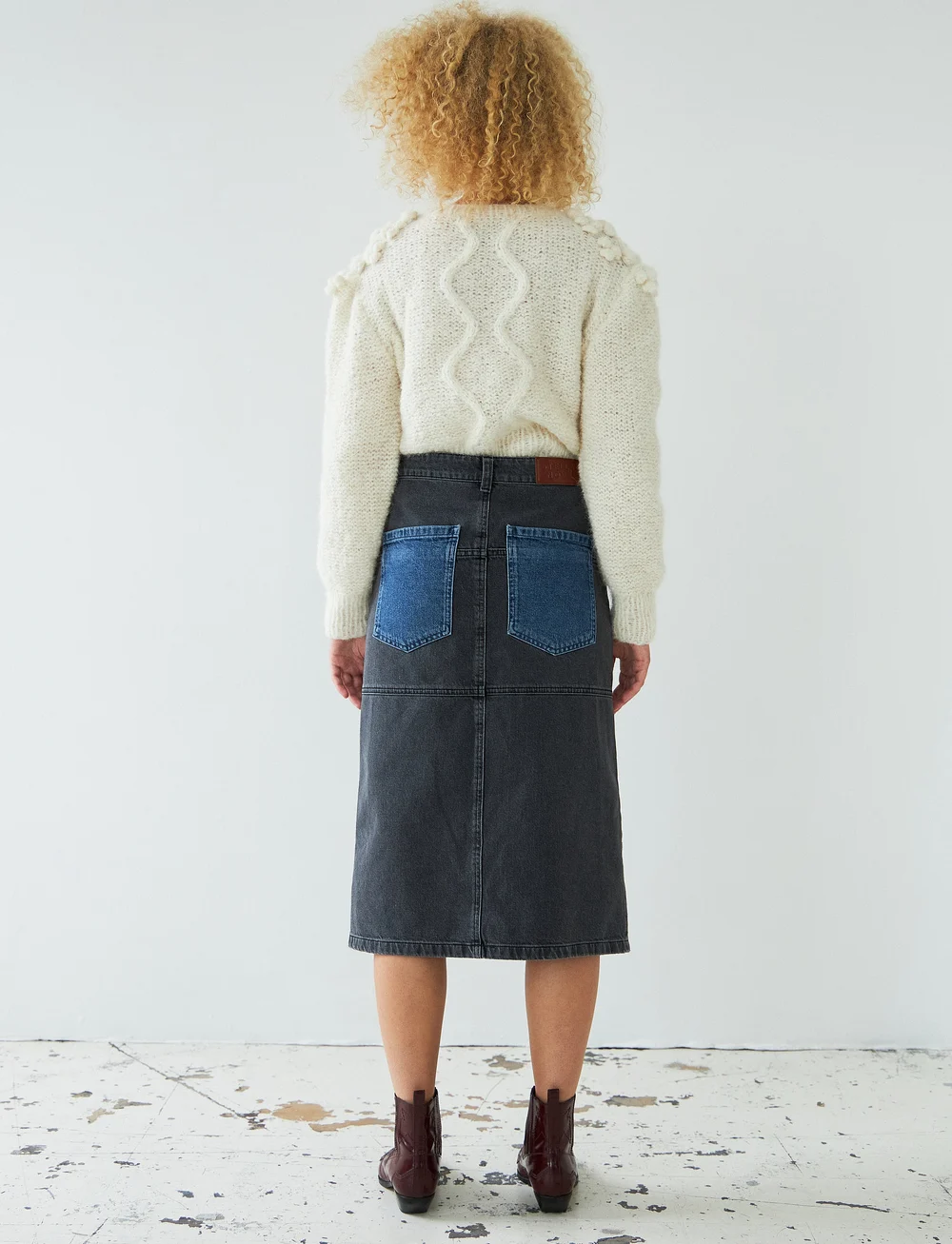 Stella Nova - Black and blue denim midi skirt - jeansröcke - blue night - 3