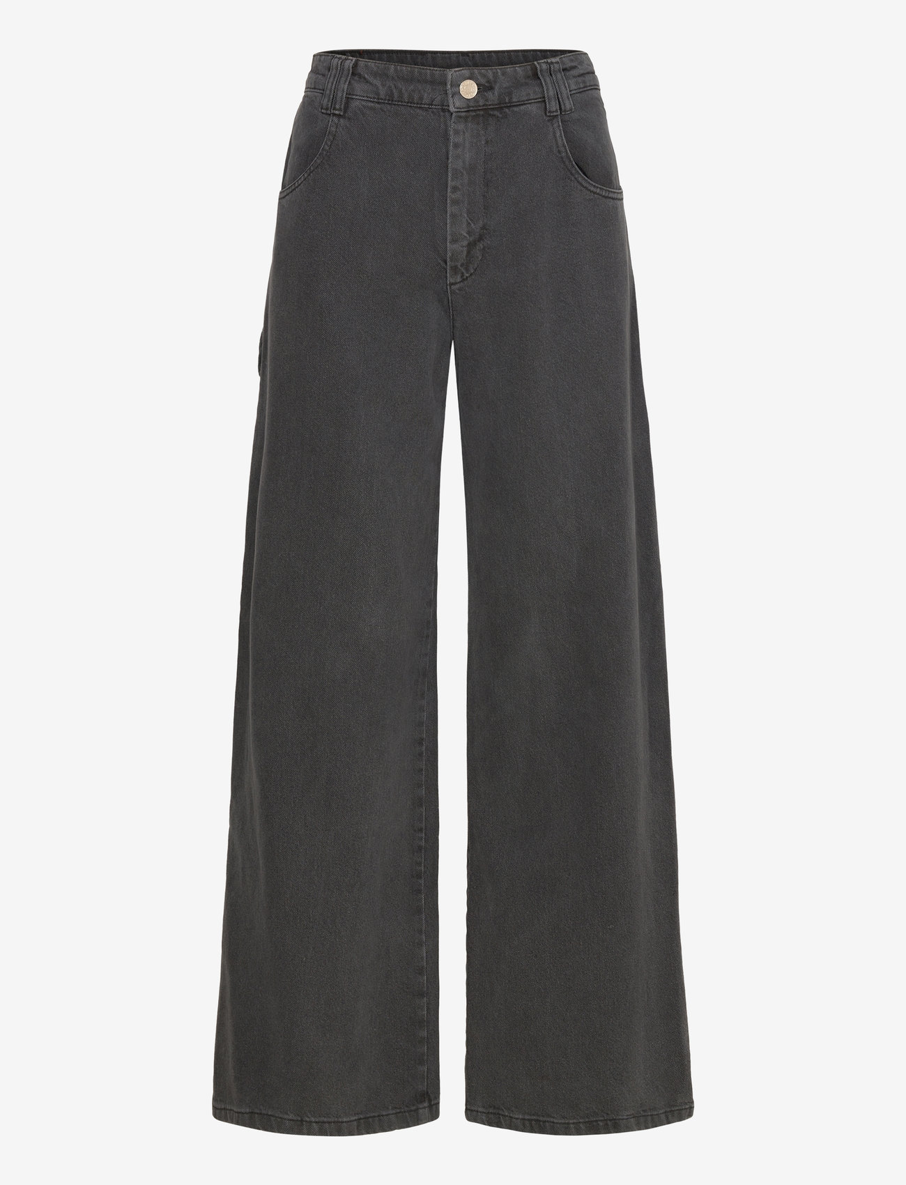 Stella Nova - Washed black denim pants - hosen mit weitem bein - almost black - 0