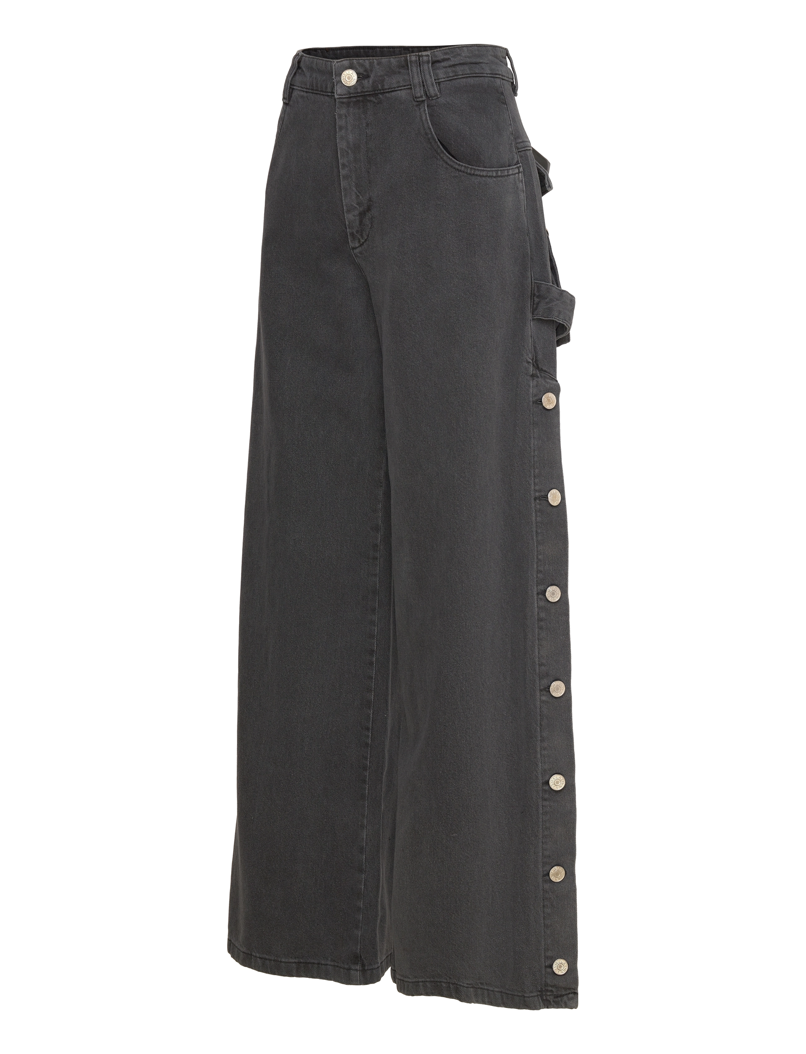 Stella Nova - Washed black denim pants - hosen mit weitem bein - almost black - 3