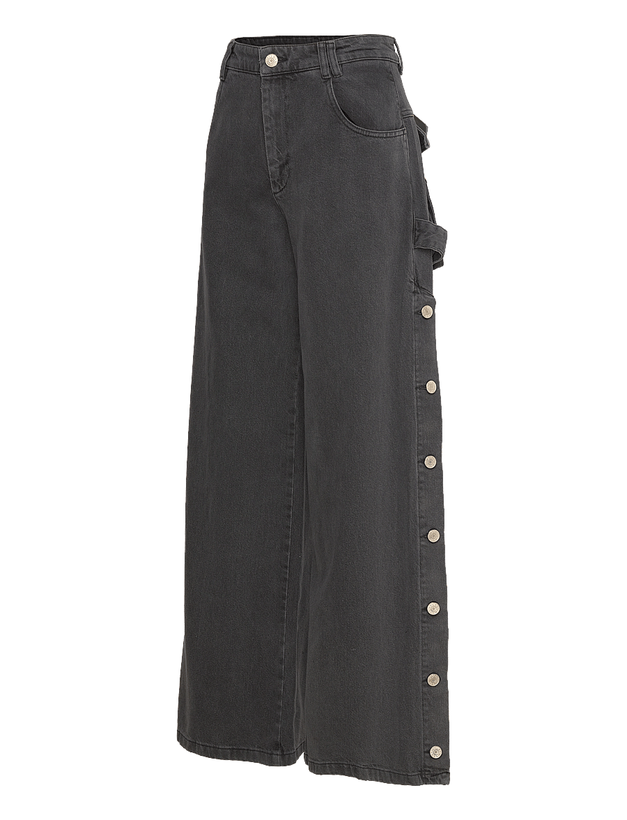 Stella Nova - Washed black denim pants - laia säärega teksad - almost black - 3