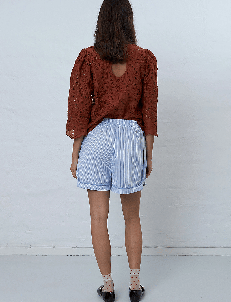 Stella Nova - Cotton pyjamas shorts - pyjamasshorts - white with blue stripes - 3