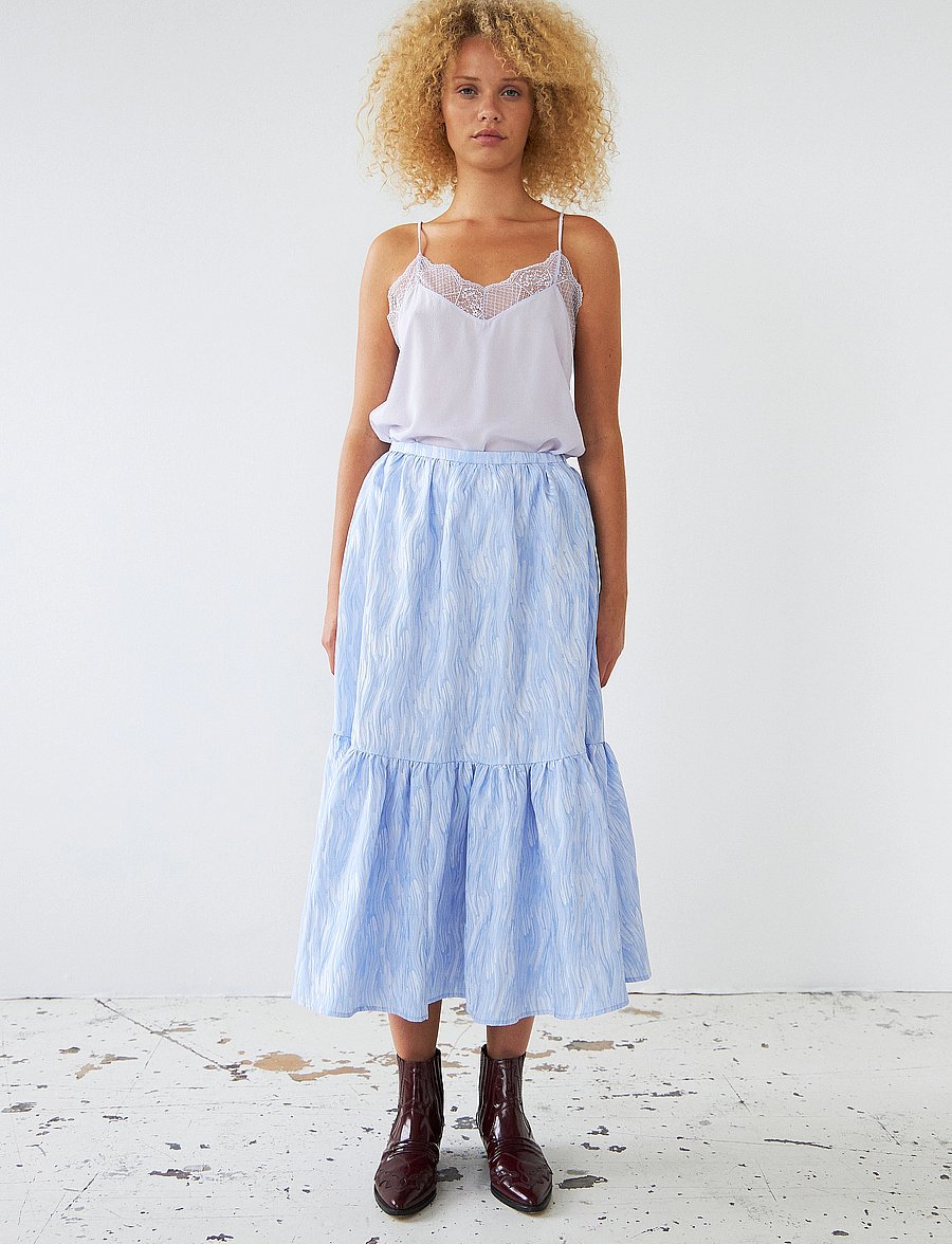 Stella Nova - Jacquard wave midi skirt - midi-röcke - light purple - 0