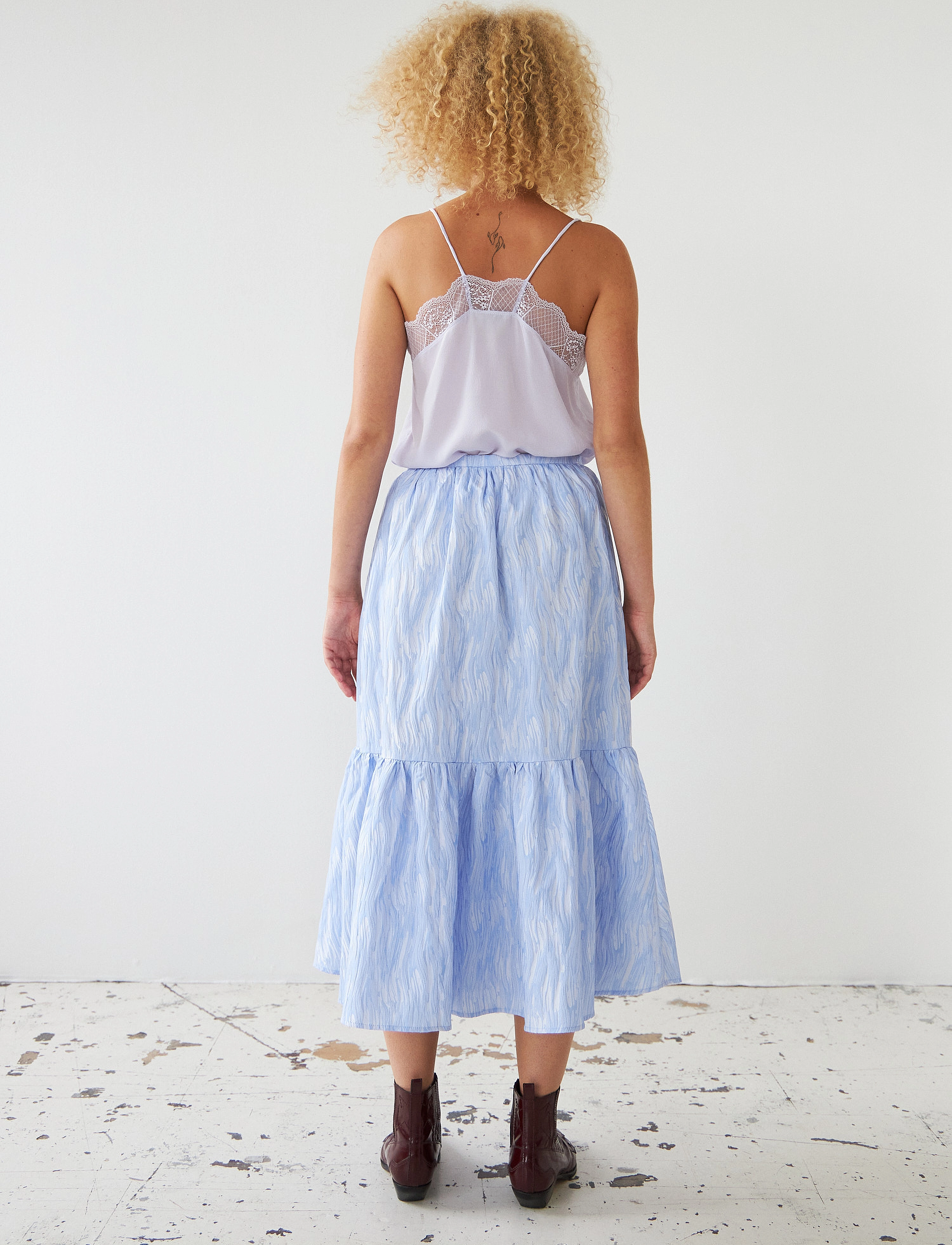 Stella Nova - Jacquard wave midi skirt - midi-röcke - light purple - 3