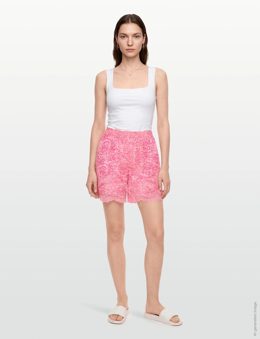 Stella Nova - Sequined Lace Shorts - casual shorts - amazing pink - 0
