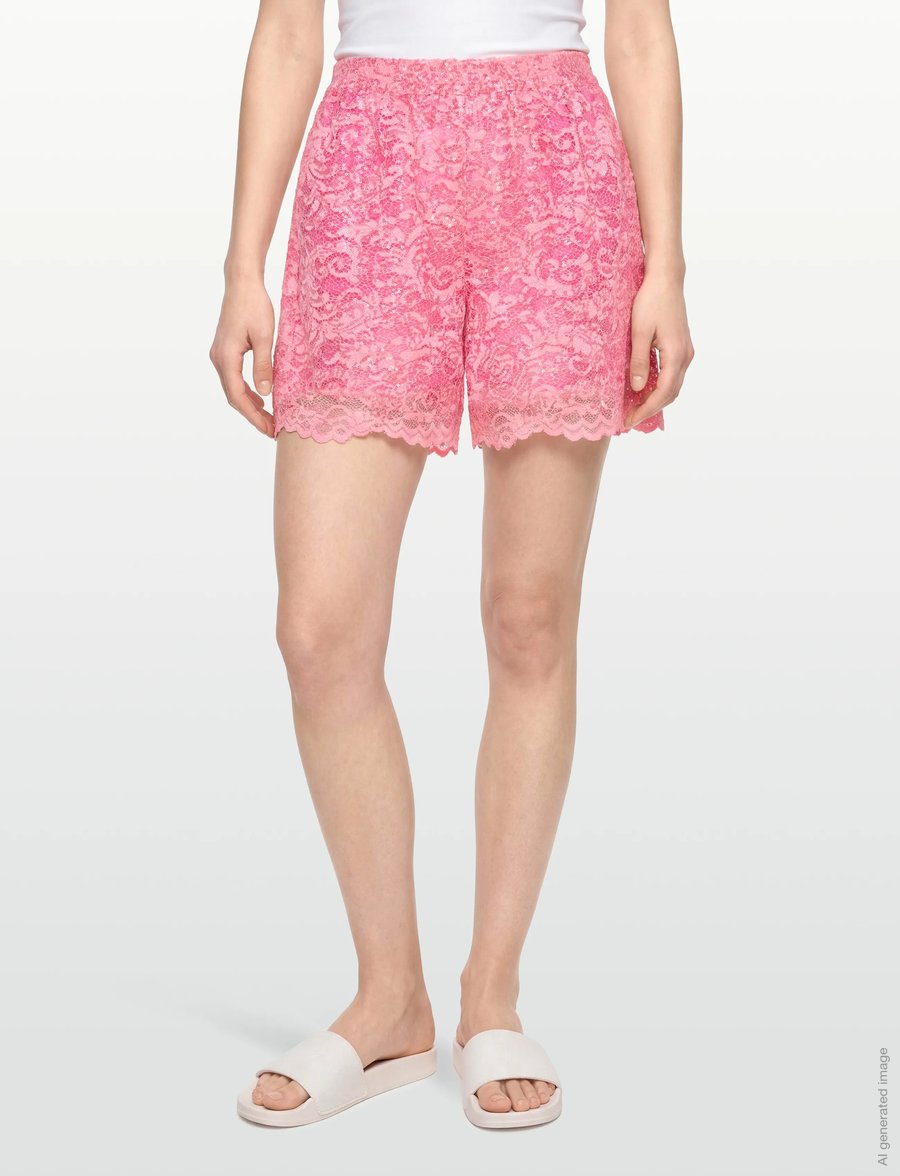 Stella Nova - Sequined Lace Shorts - casual shorts - amazing pink - 3