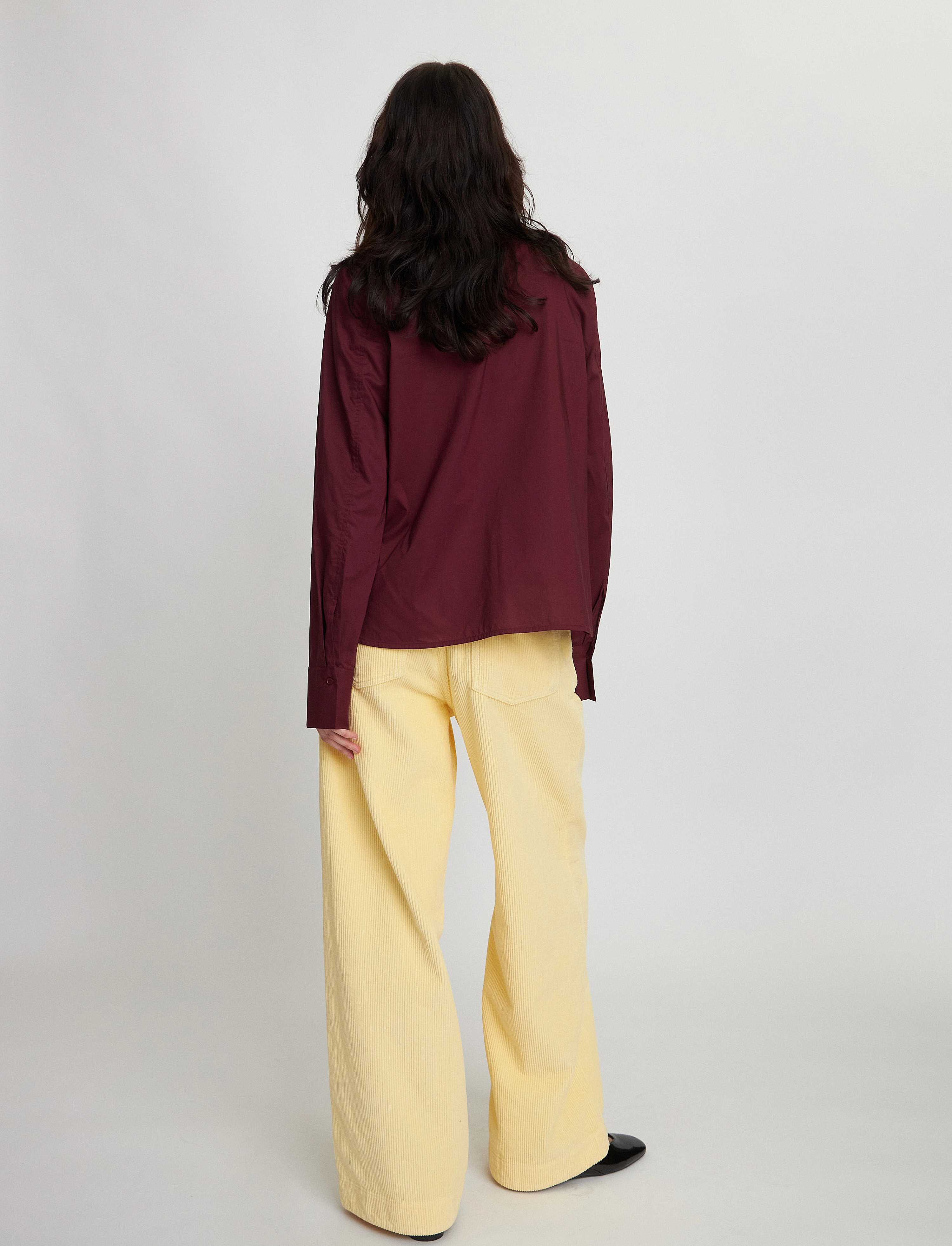 Stella Nova - Solid cotton shirt - bordeaux - 3