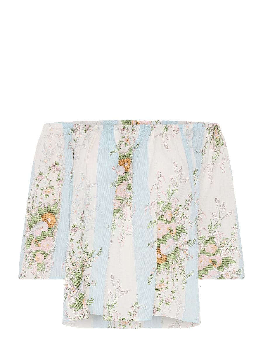 Stella Nova - Loose Blouse with drop Shoulders - creme multicolour flowers - 0