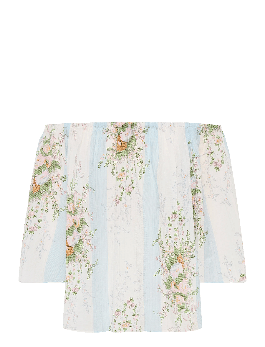 Stella Nova - Loose Blouse with drop Shoulders - creme multicolour flowers - 1
