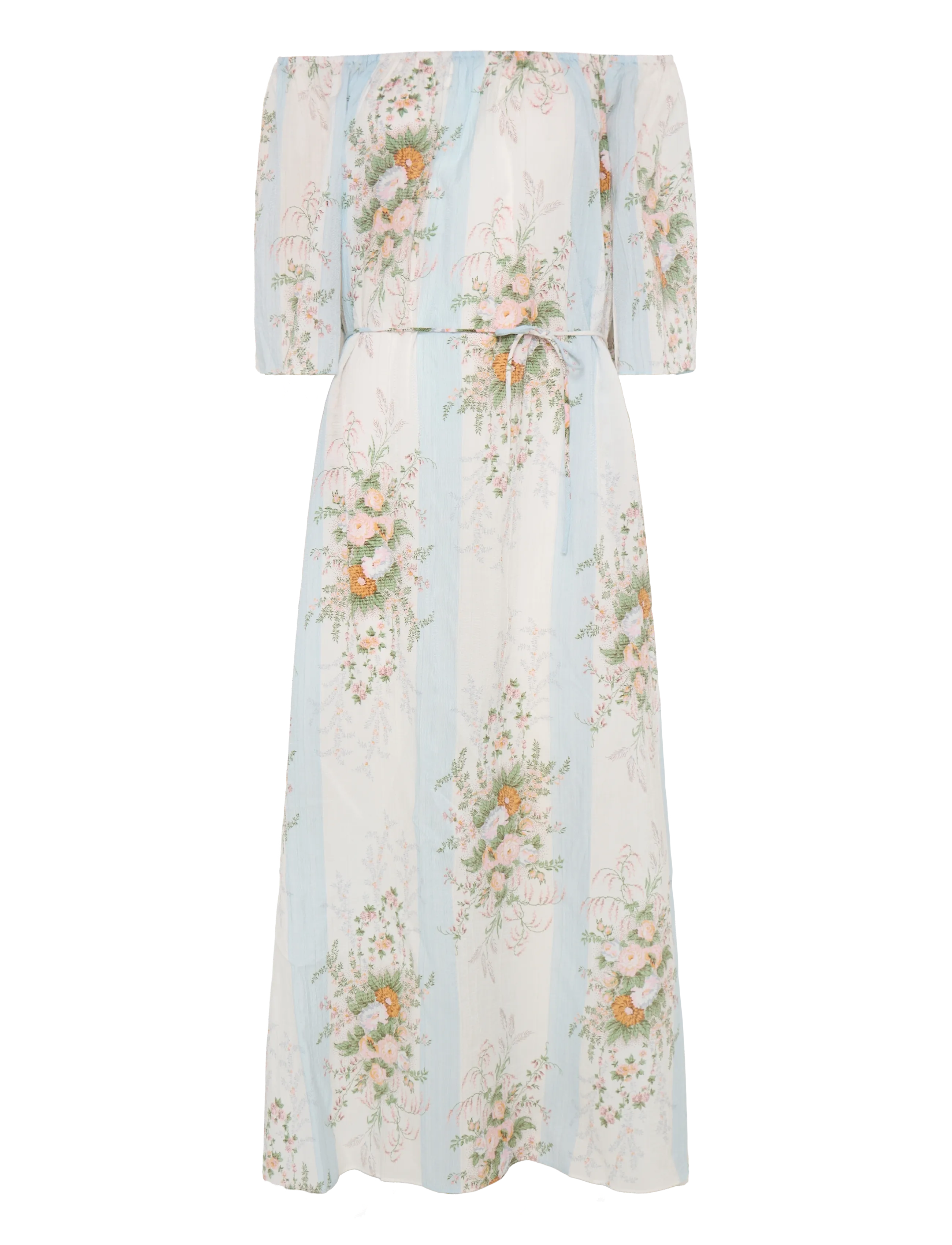 Stella Nova Loose Maxi Dress with drop Shoulder - Kleidung - CREME MULTICOLOUR FLOWERS / cream