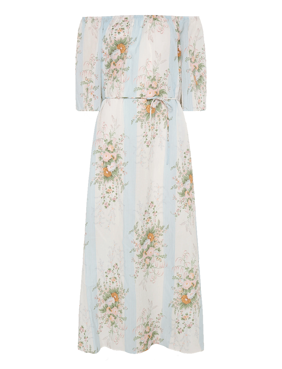 Stella Nova - Loose Maxi Dress with drop Shoulder - creme multicolour flowers - 0