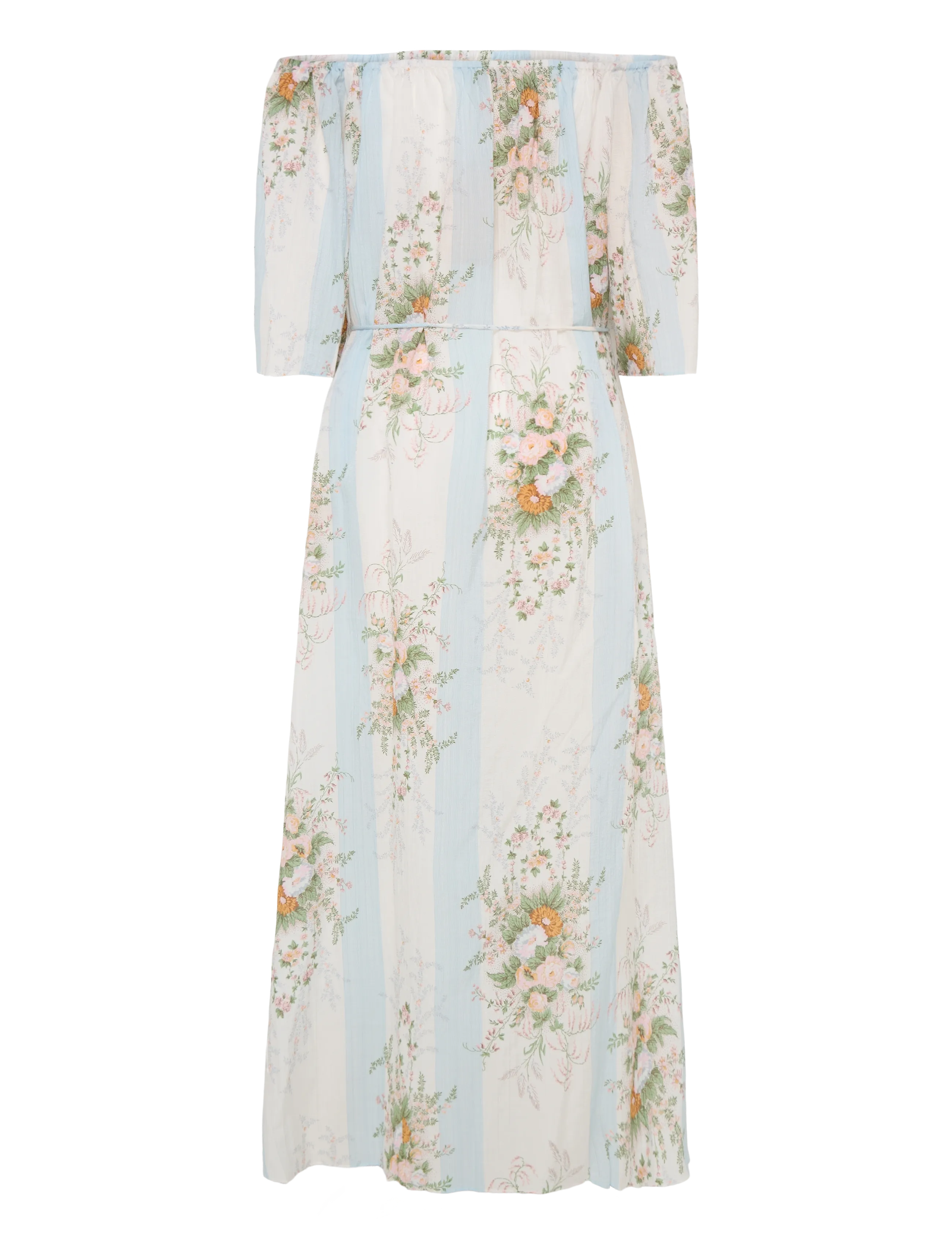 Stella Nova - Loose Maxi Dress with drop Shoulder - creme multicolour flowers - 1