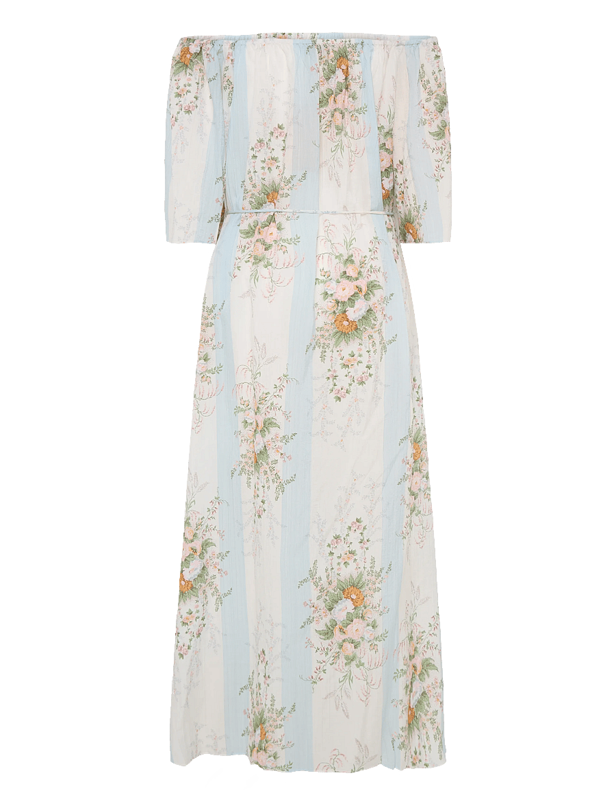 Stella Nova - Loose Maxi Dress with drop Shoulder - creme multicolour flowers - 1
