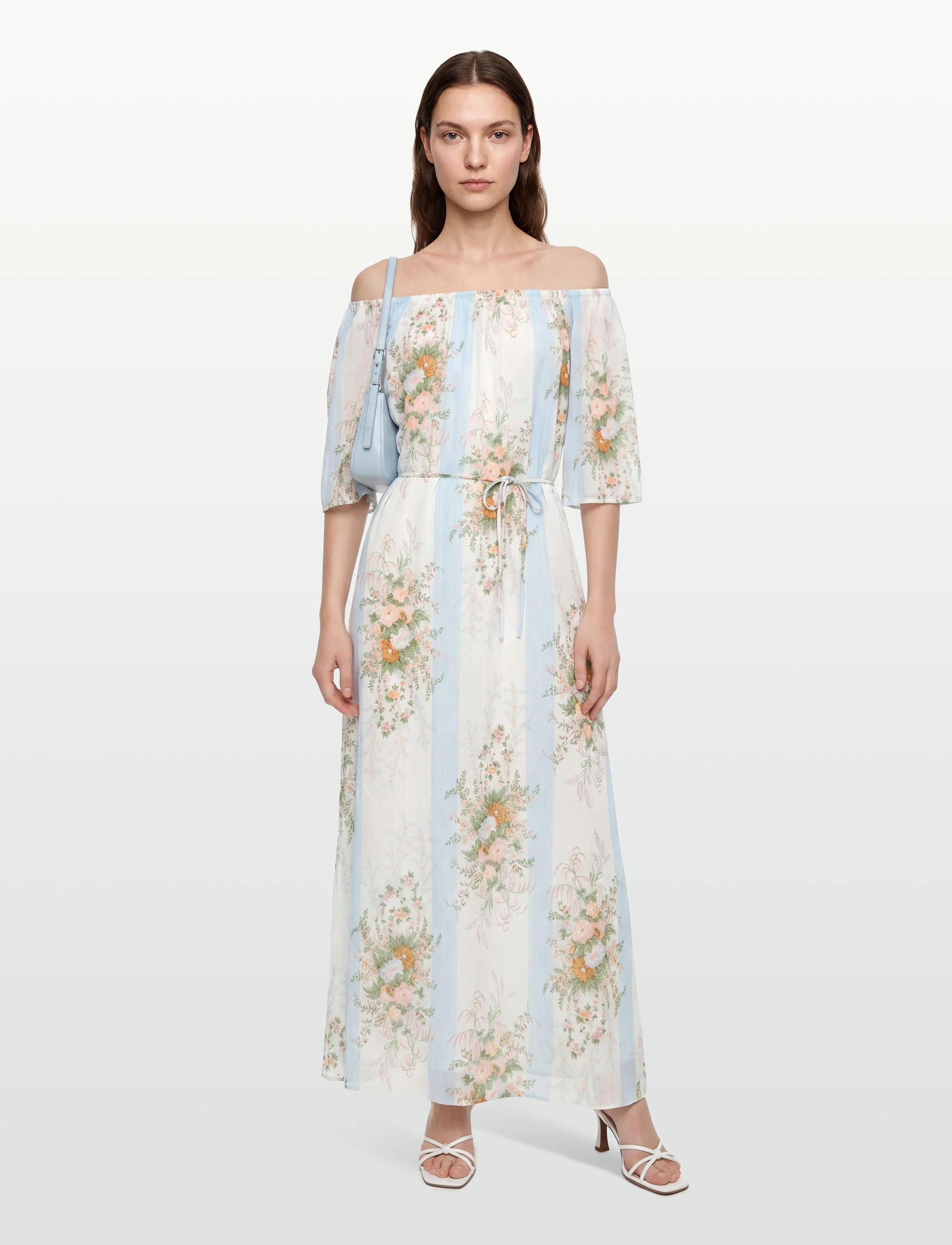 Stella Nova Loose Maxi Dress with drop Shoulder - Kleidid - CREME MULTICOLOUR FLOWERS / cream