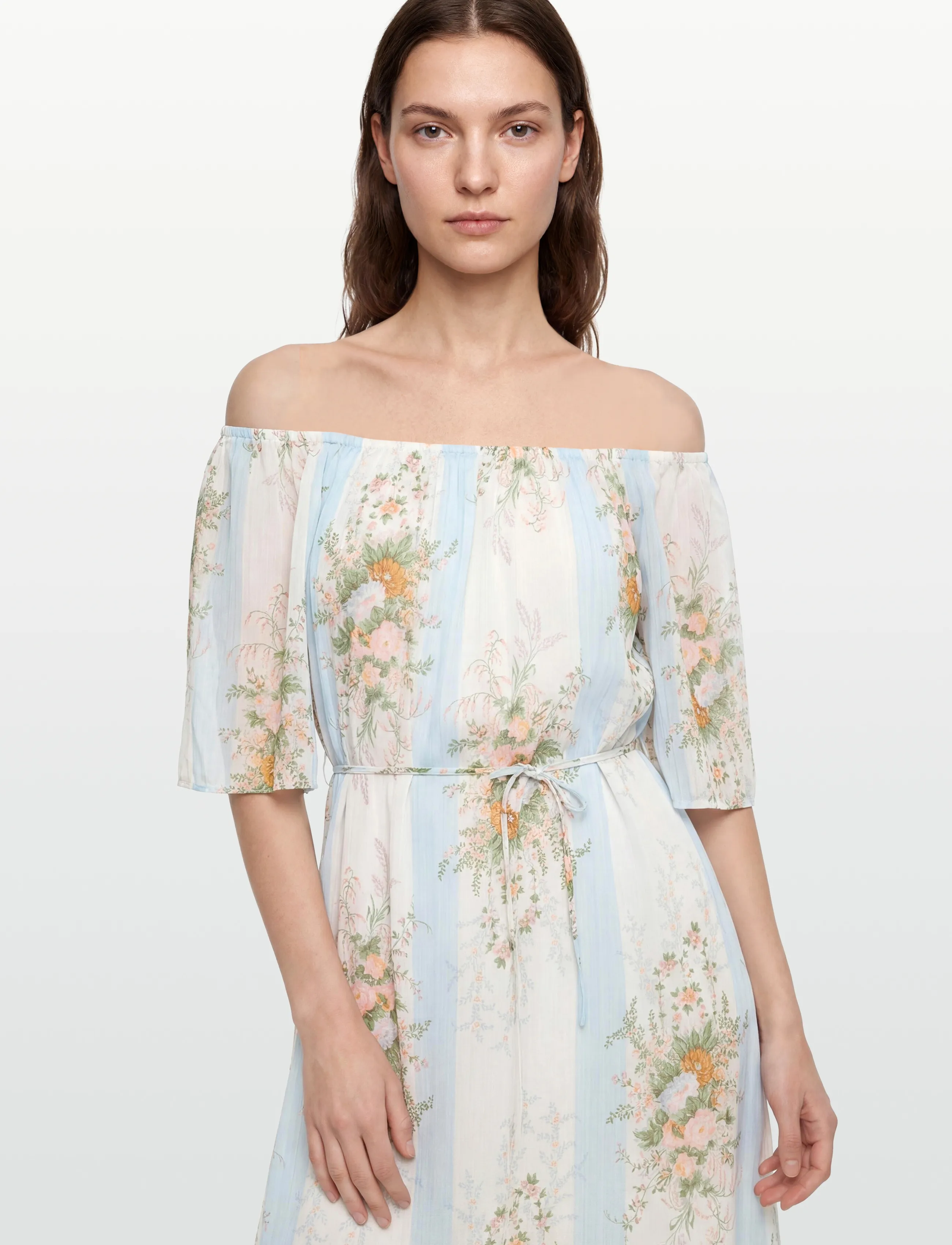 Stella Nova - Loose Maxi Dress with drop Shoulder - sukienki letnie - creme multicolour flowers - 3