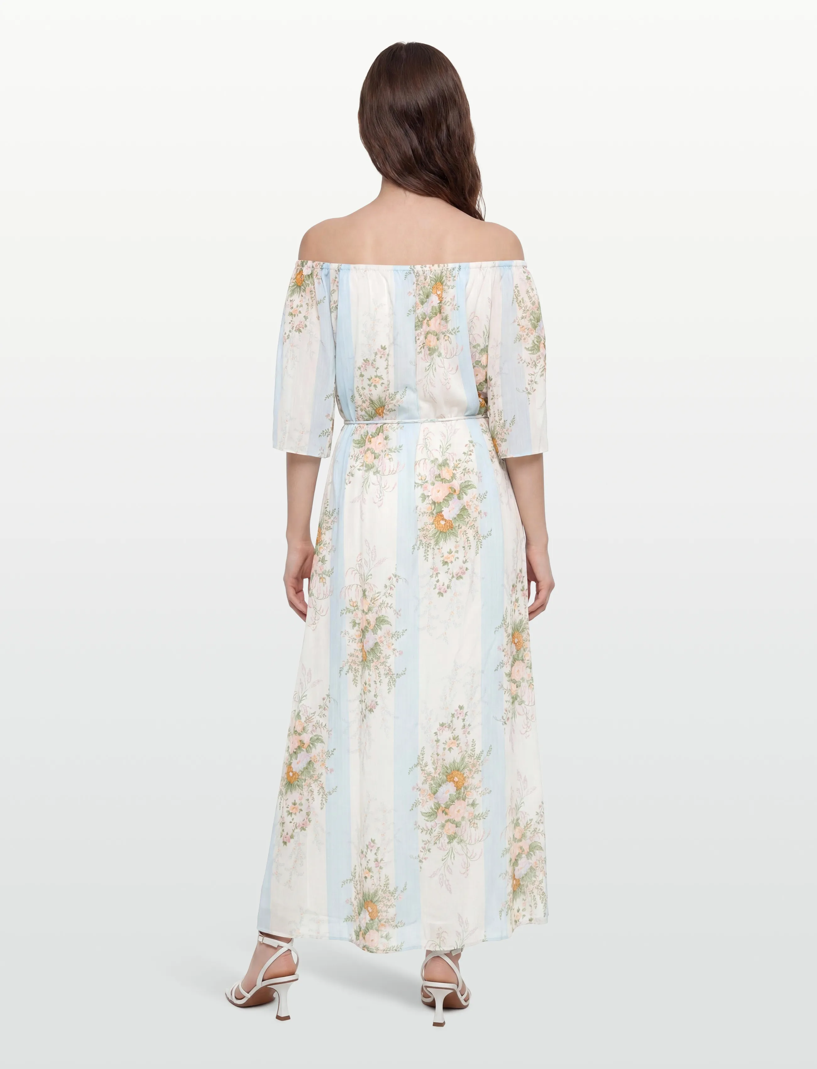 Stella Nova - Loose Maxi Dress with drop Shoulder - sukienki letnie - creme multicolour flowers - 4