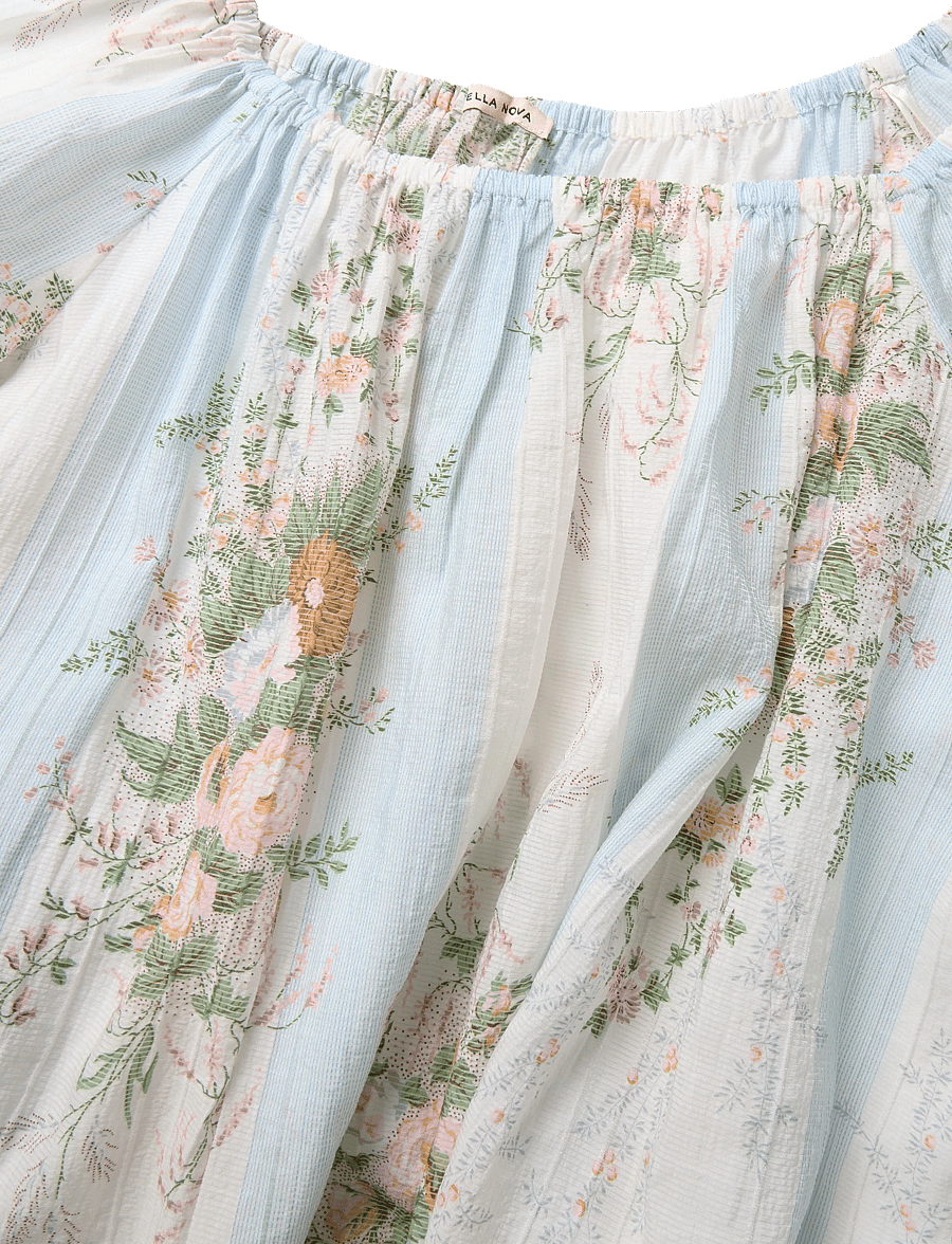 Stella Nova - Loose Maxi Dress with drop Shoulder - creme multicolour flowers - 2