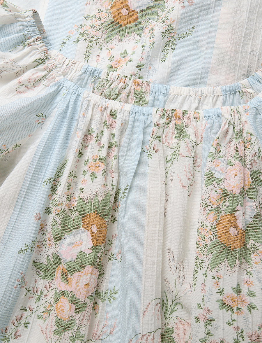 Stella Nova - Loose Maxi Dress with drop Shoulder - creme multicolour flowers - 4