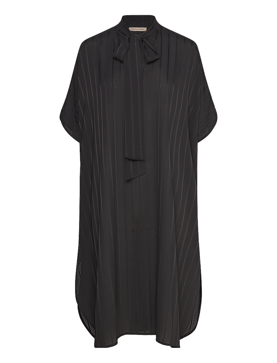 Stella Nova - Midi dress with neck tie band - vasarinės suknelės - black - 1