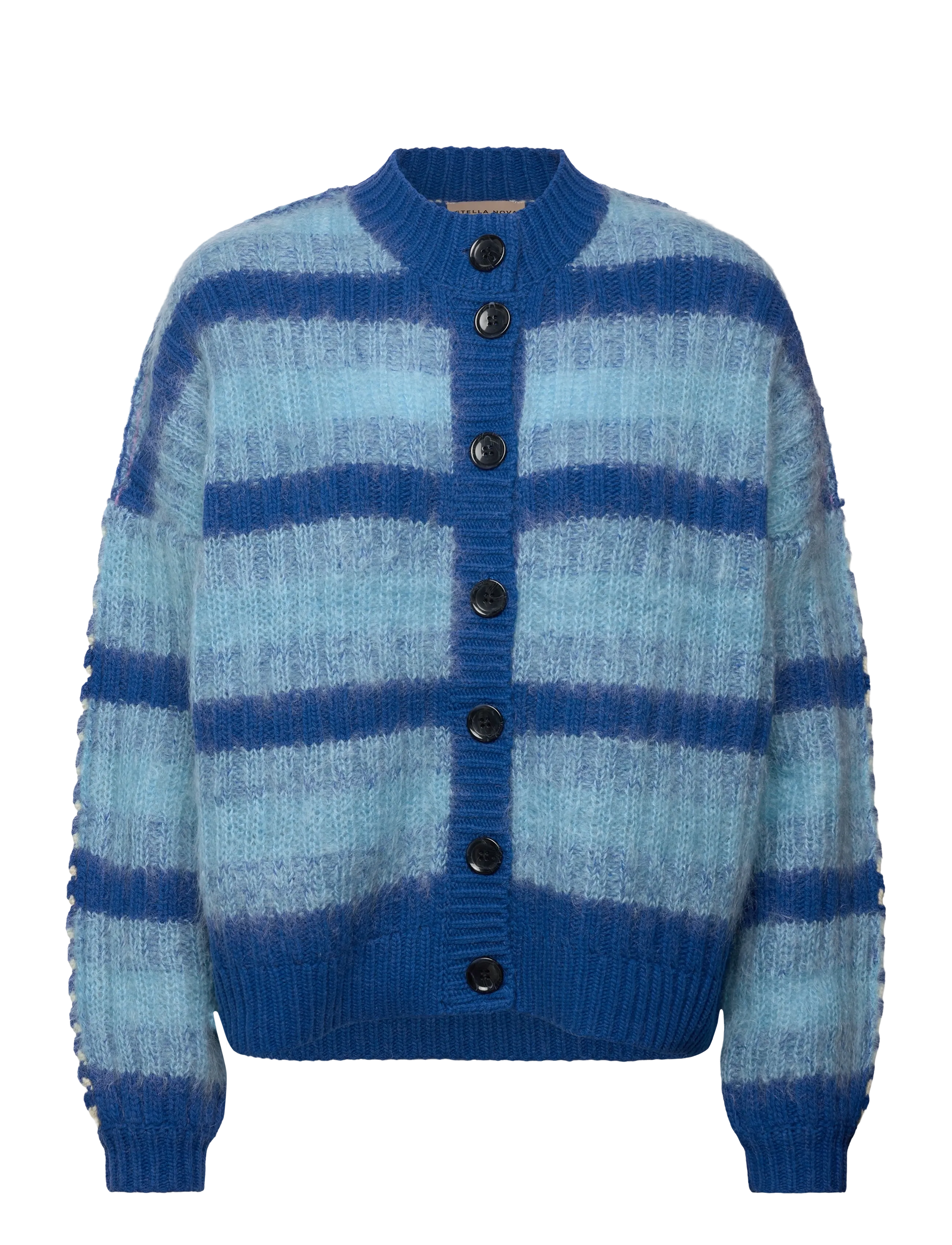 Stella Nova Striped Cardigan in Wool Mix - Officewear - BLUE STRIPES / blue