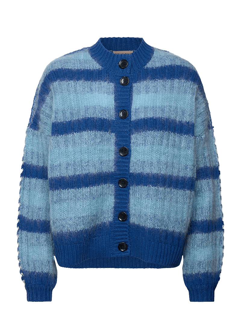 Stella Nova - Striped Cardigan in Wool Mix - cardigans - blue stripes - 0