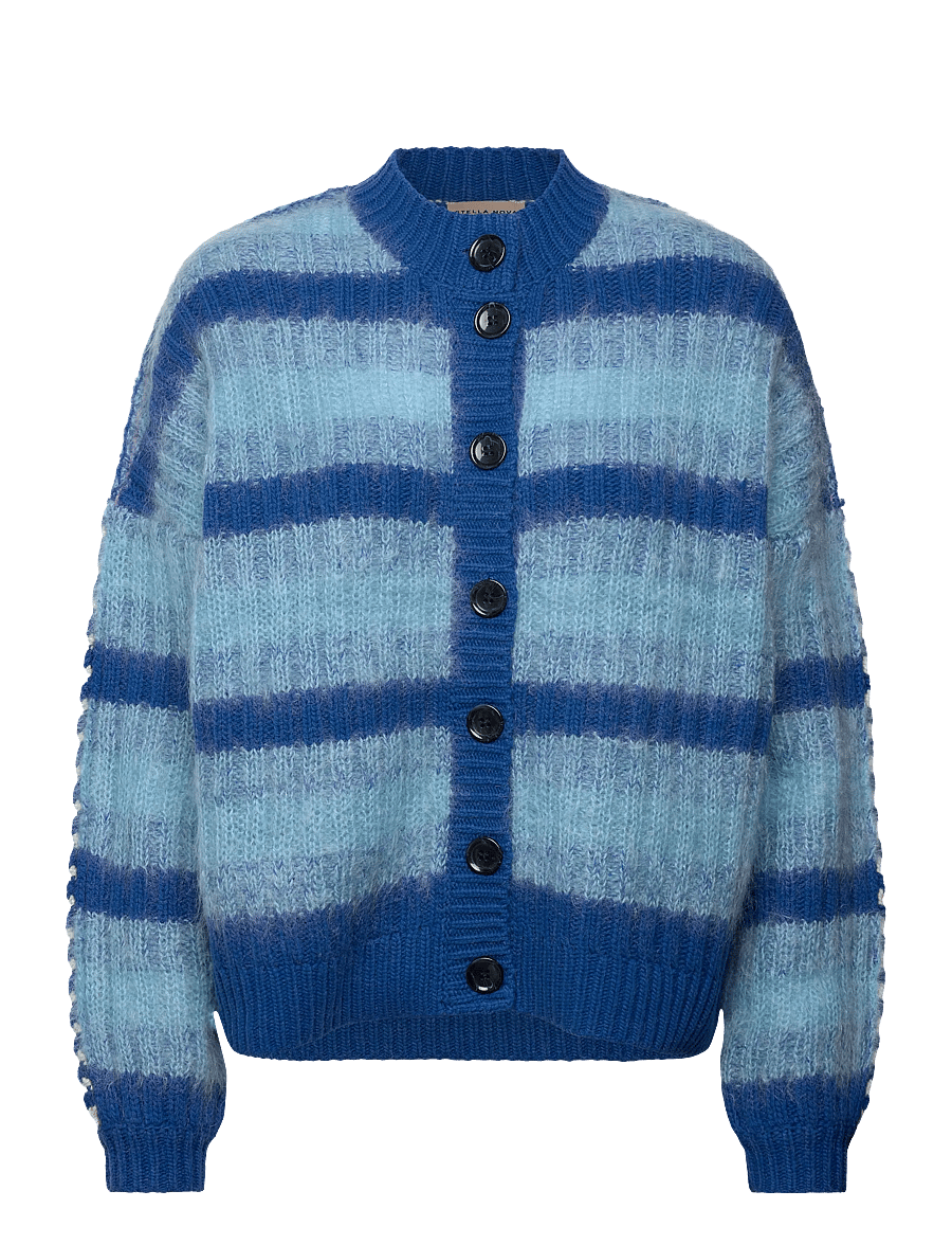 Stella Nova - Striped Cardigan in Wool Mix - kardiganid - blue stripes - 0