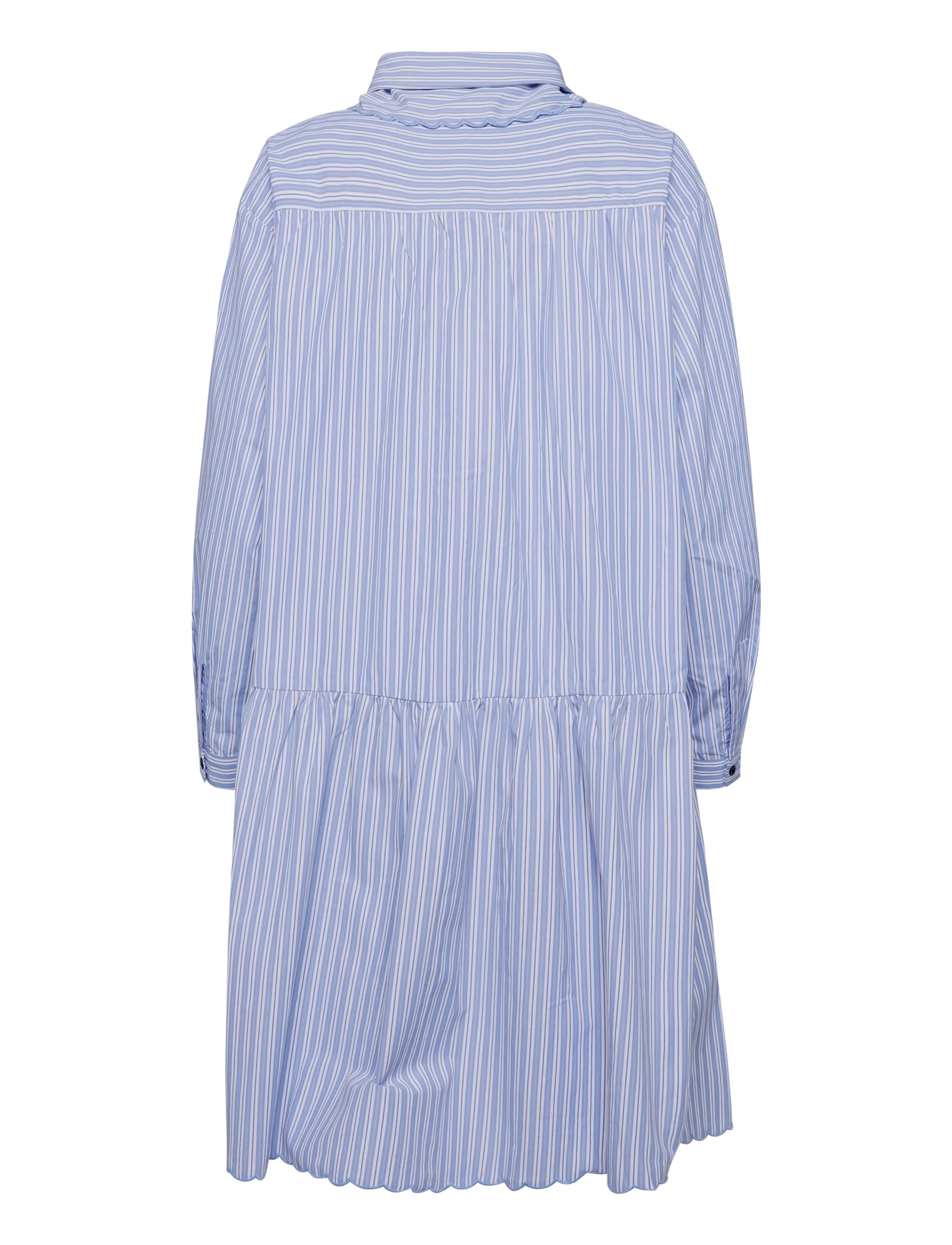 Stella Nova - Striped Dress with Scallop Edges an - skjortklänningar - white with blue stripes - 2