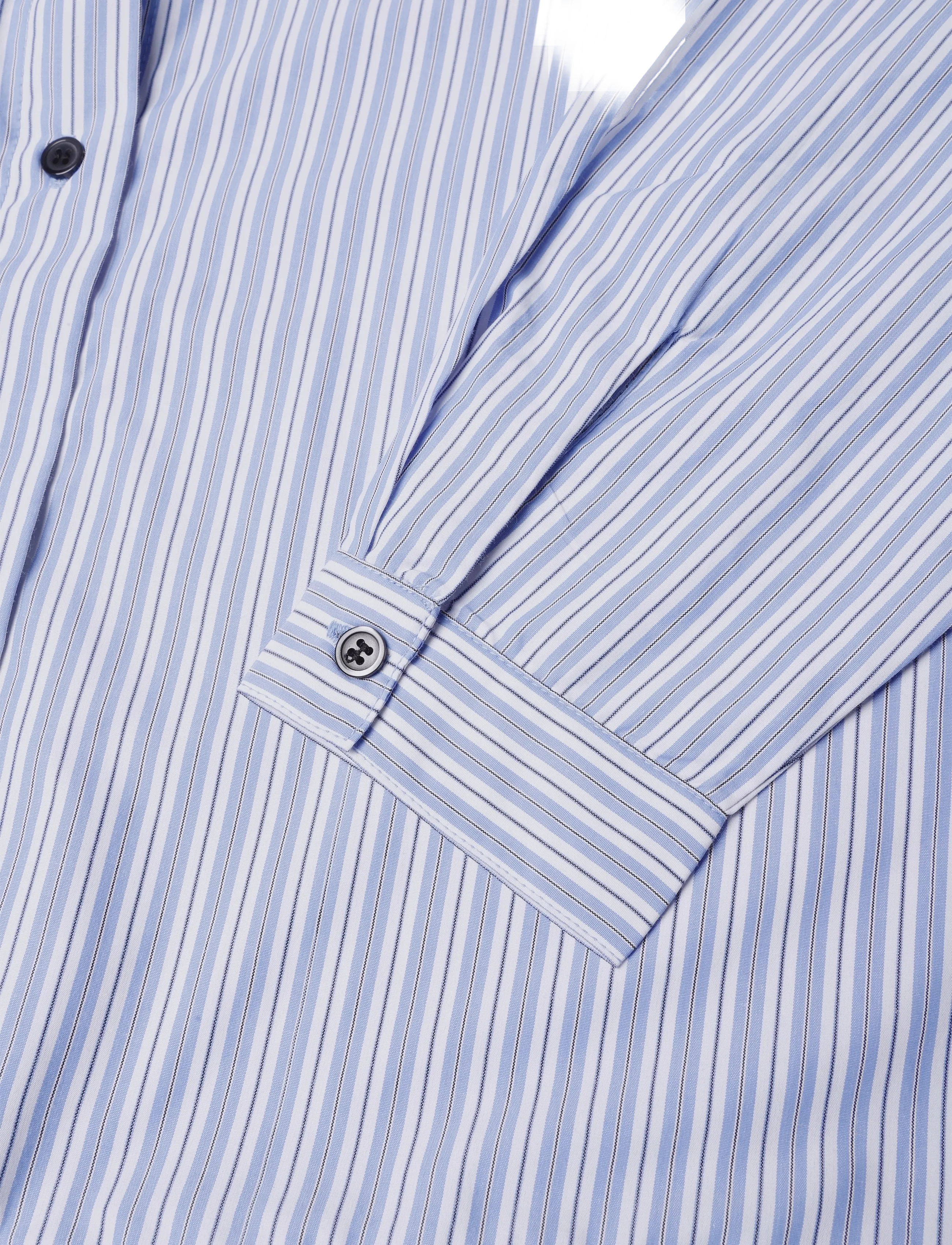 Stella Nova - Striped Dress with Scallop Edges an - skjortklänningar - white with blue stripes - 5