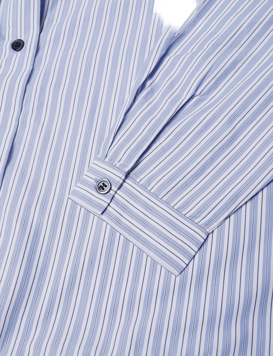 Stella Nova - Striped Dress with Scallop Edges an - skjortklänningar - white with blue stripes - 5