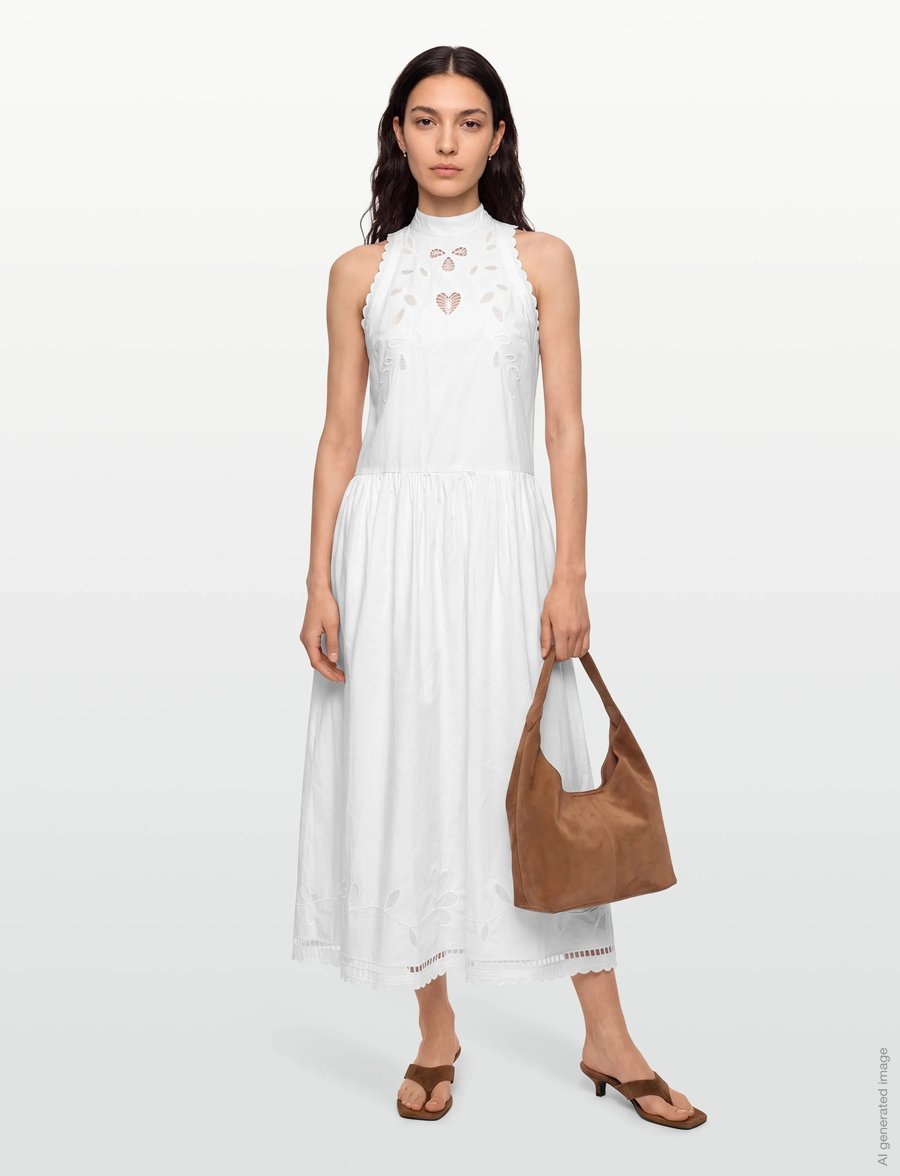 Stella Nova - Embroidery Anglaise Sleeveless Maxi - abendkleider - off white - 0