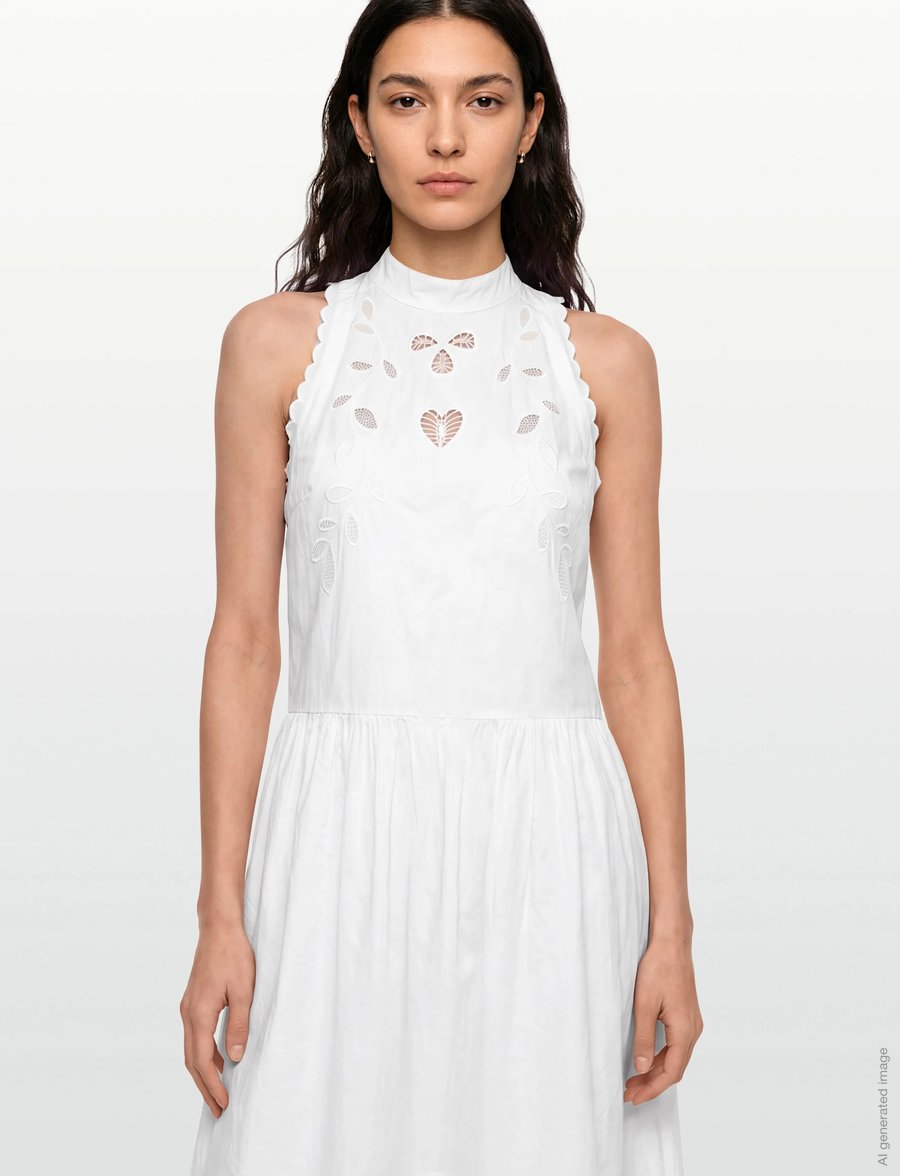 Stella Nova - Embroidery Anglaise Sleeveless Maxi - abendkleider - off white - 3